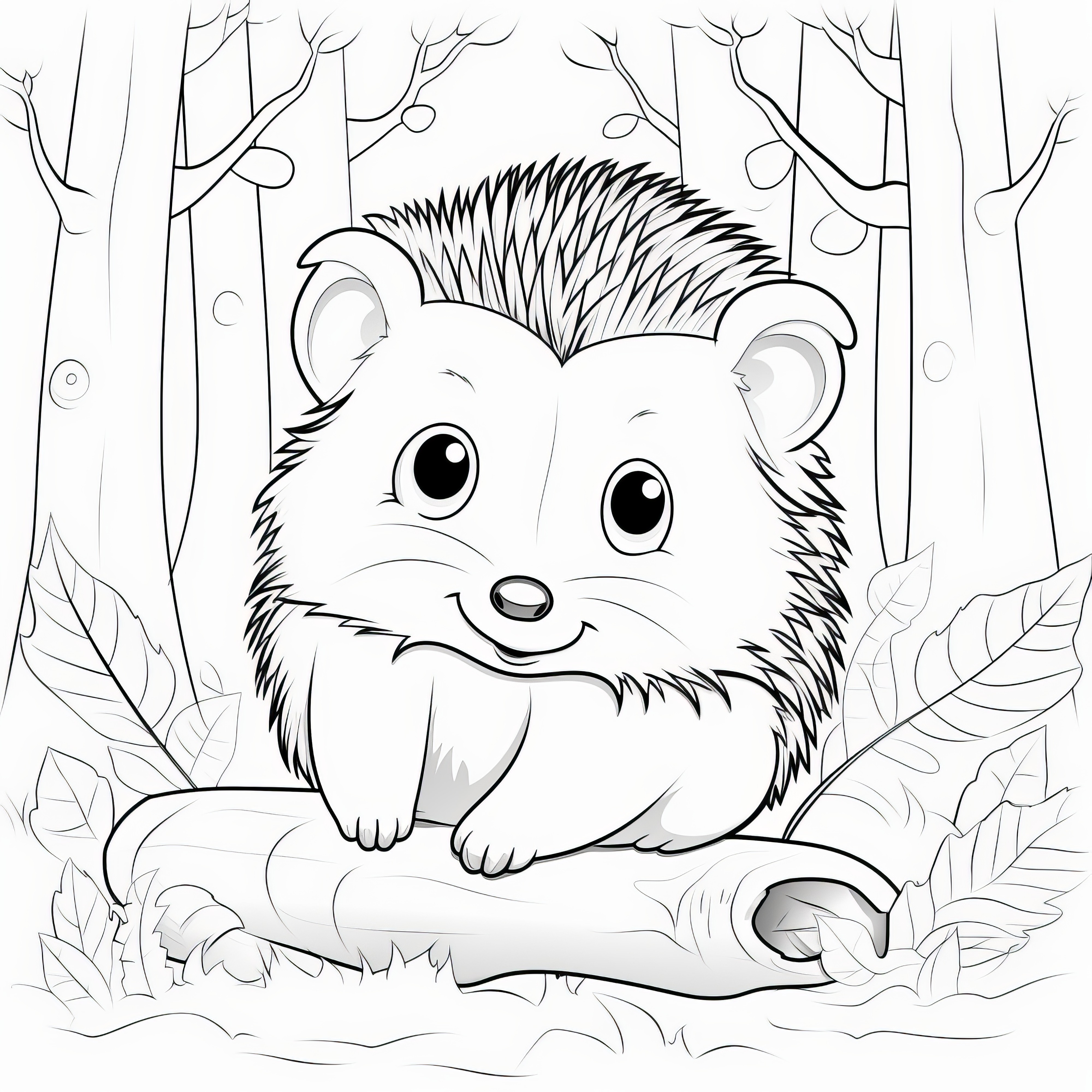 Hedgehog in the forest: Free coloring picture for download