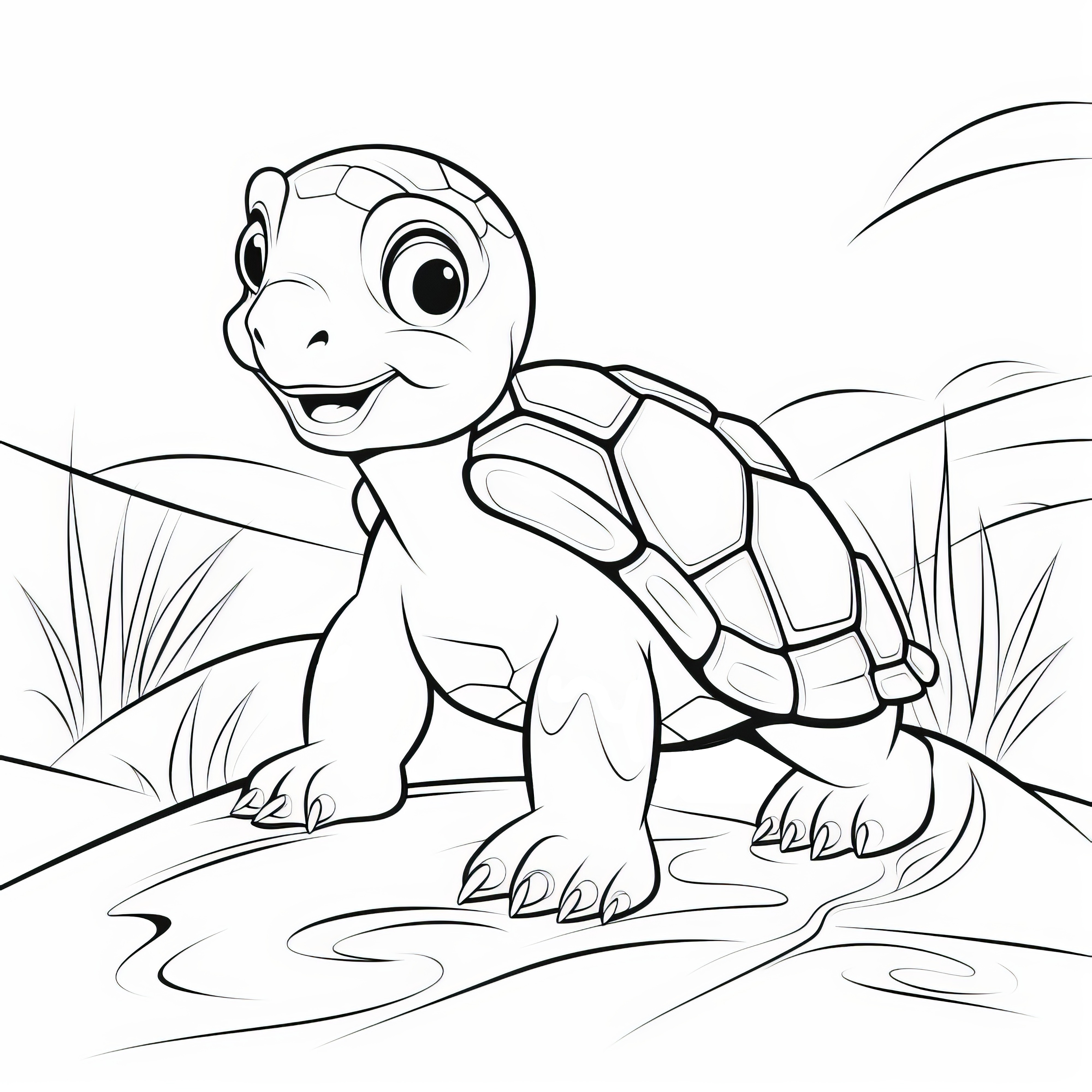 小さな亀のぬり絵 - 無料