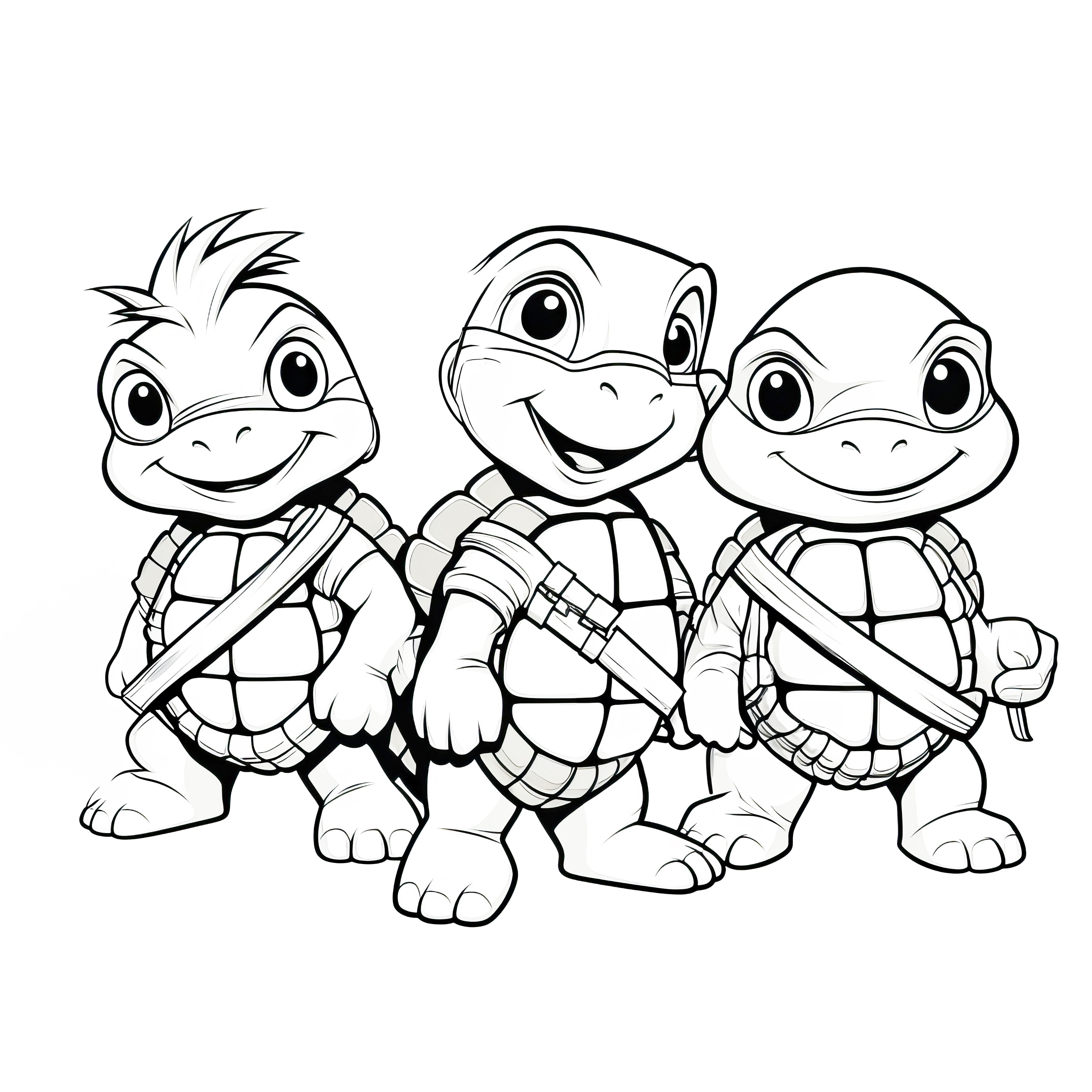子供のためのぬり絵忍者タートルズの赤ちゃん - 無料ダウンロード