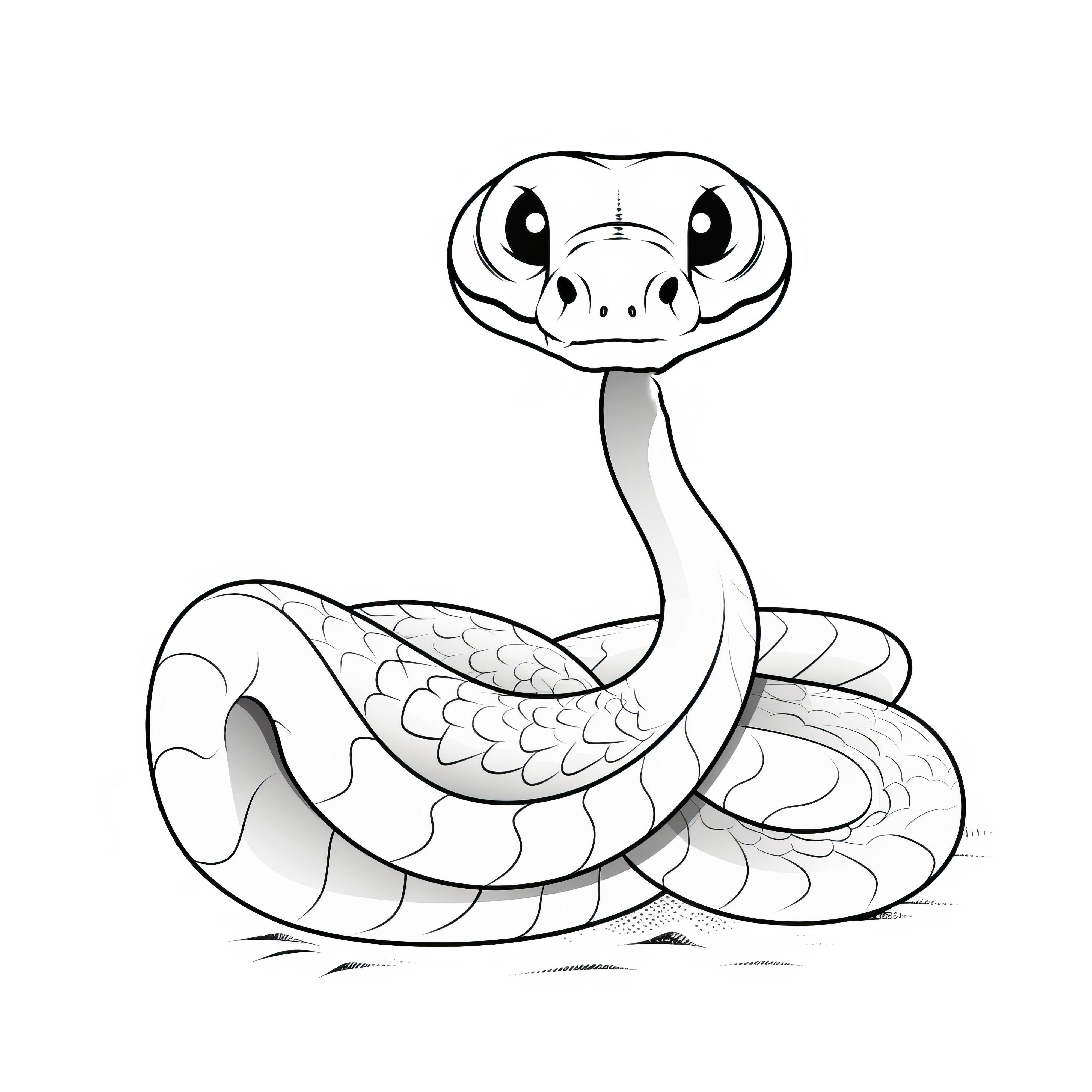 Dangerous snake in cartoon style: Coloring page for download (Free)