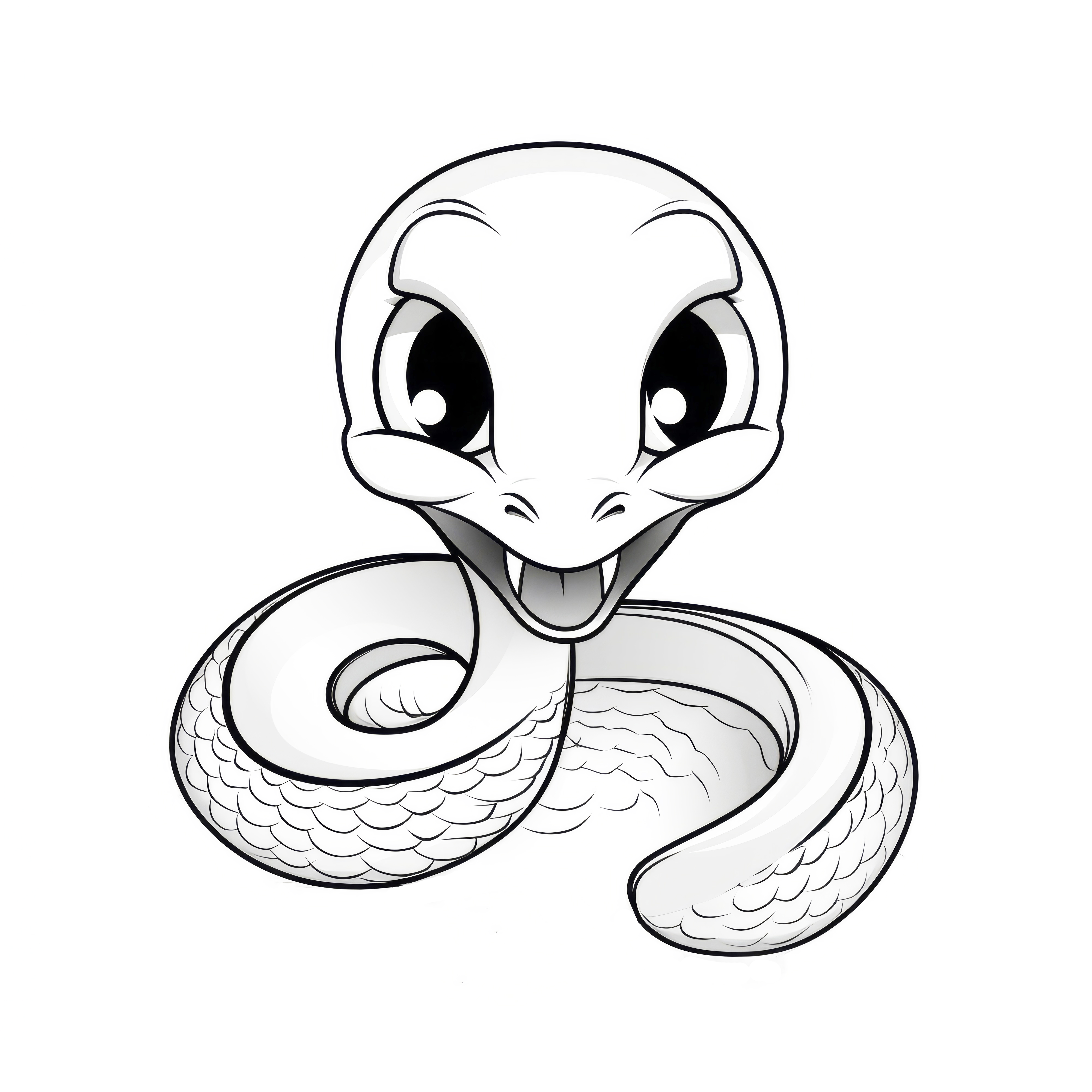 Coloring page of a dangerous snake in a comic style (Free)