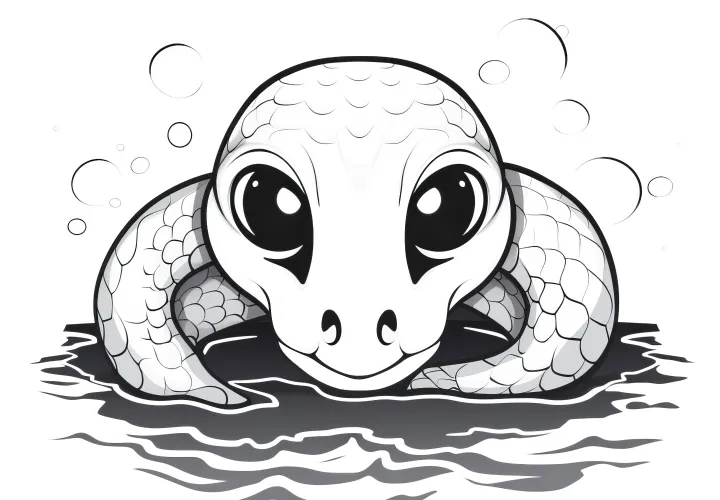 Страница с раскраской "Опасная водяная змея" (бесплатно)