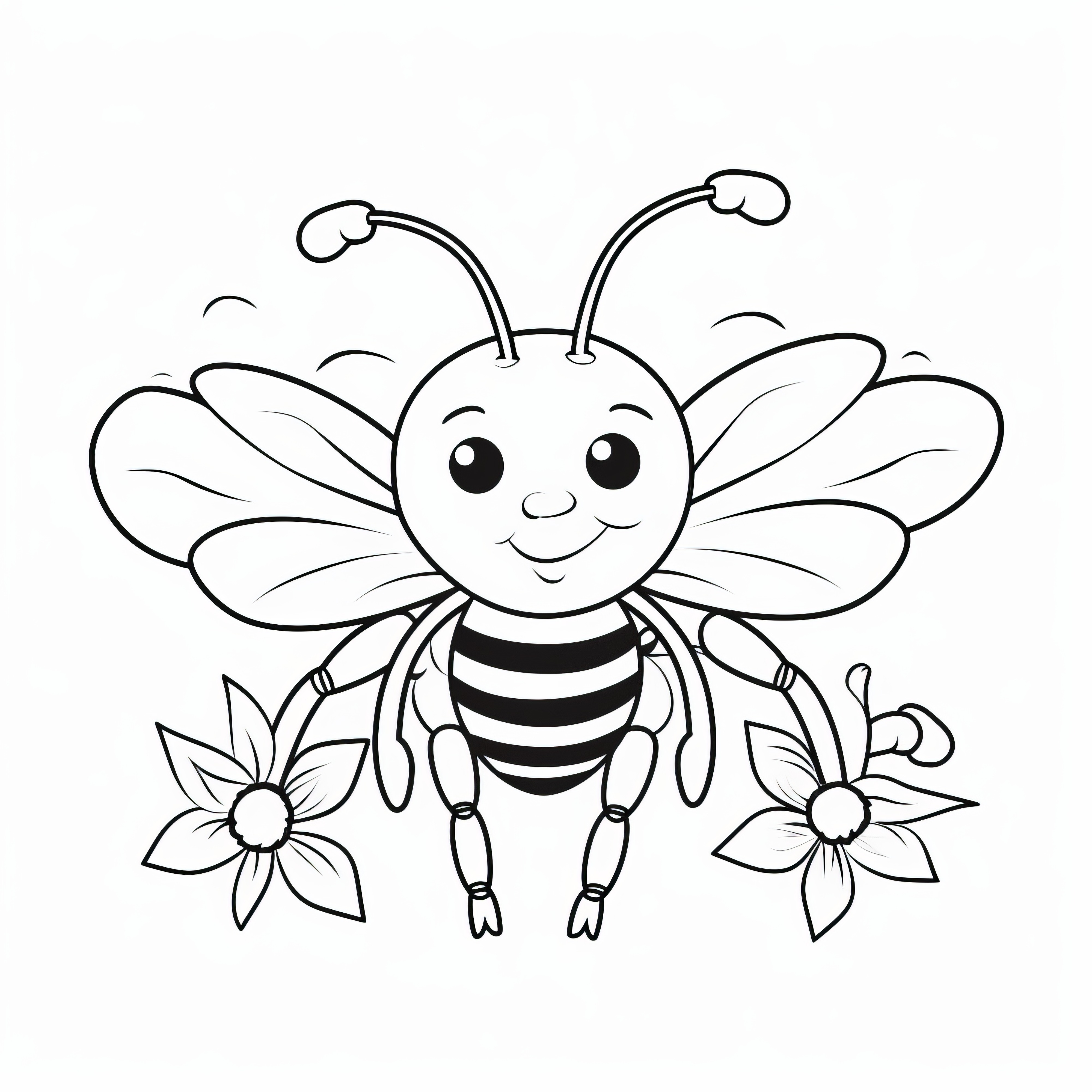 Cute bee for coloring: Free for download