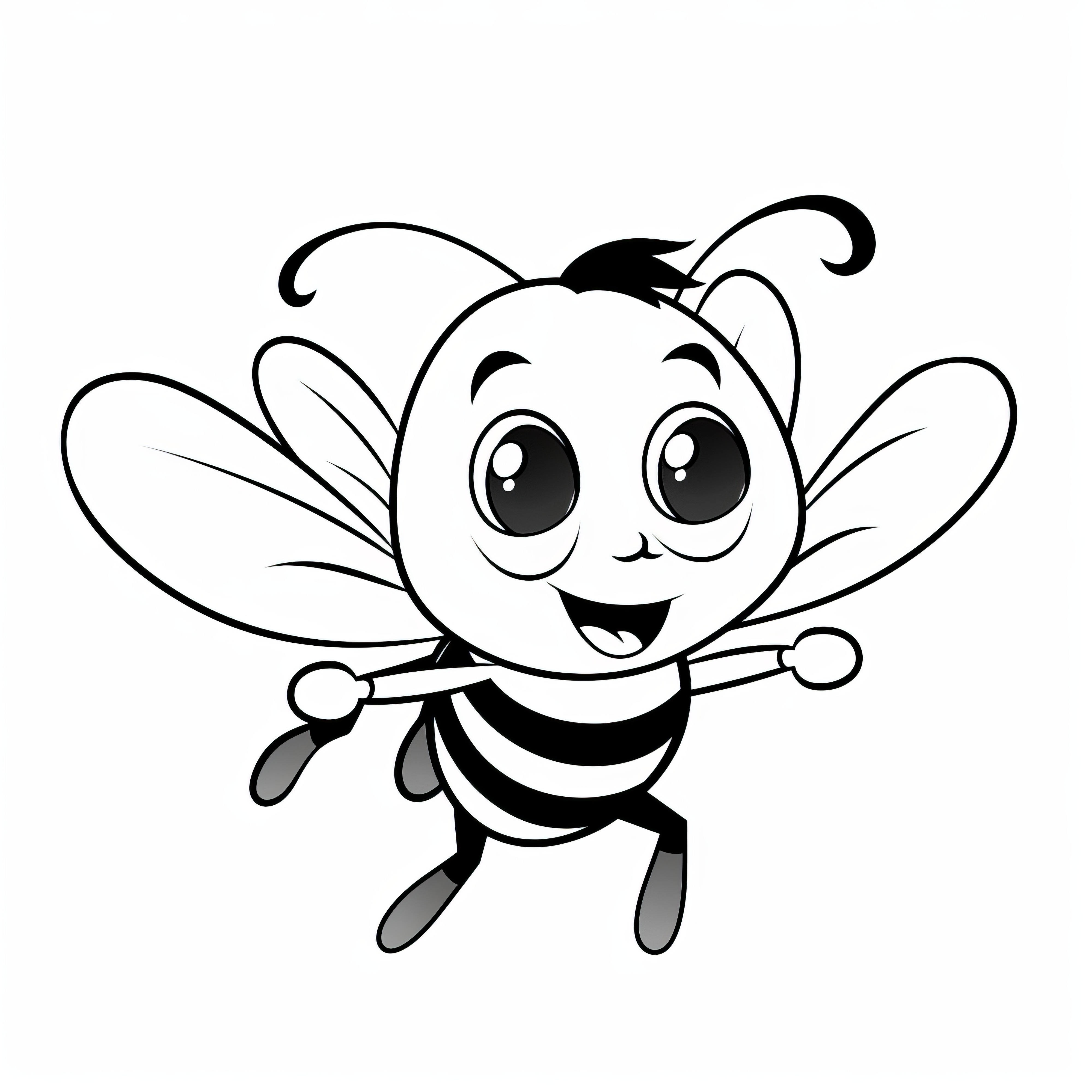 Simple coloring page of a flying bee (Free)