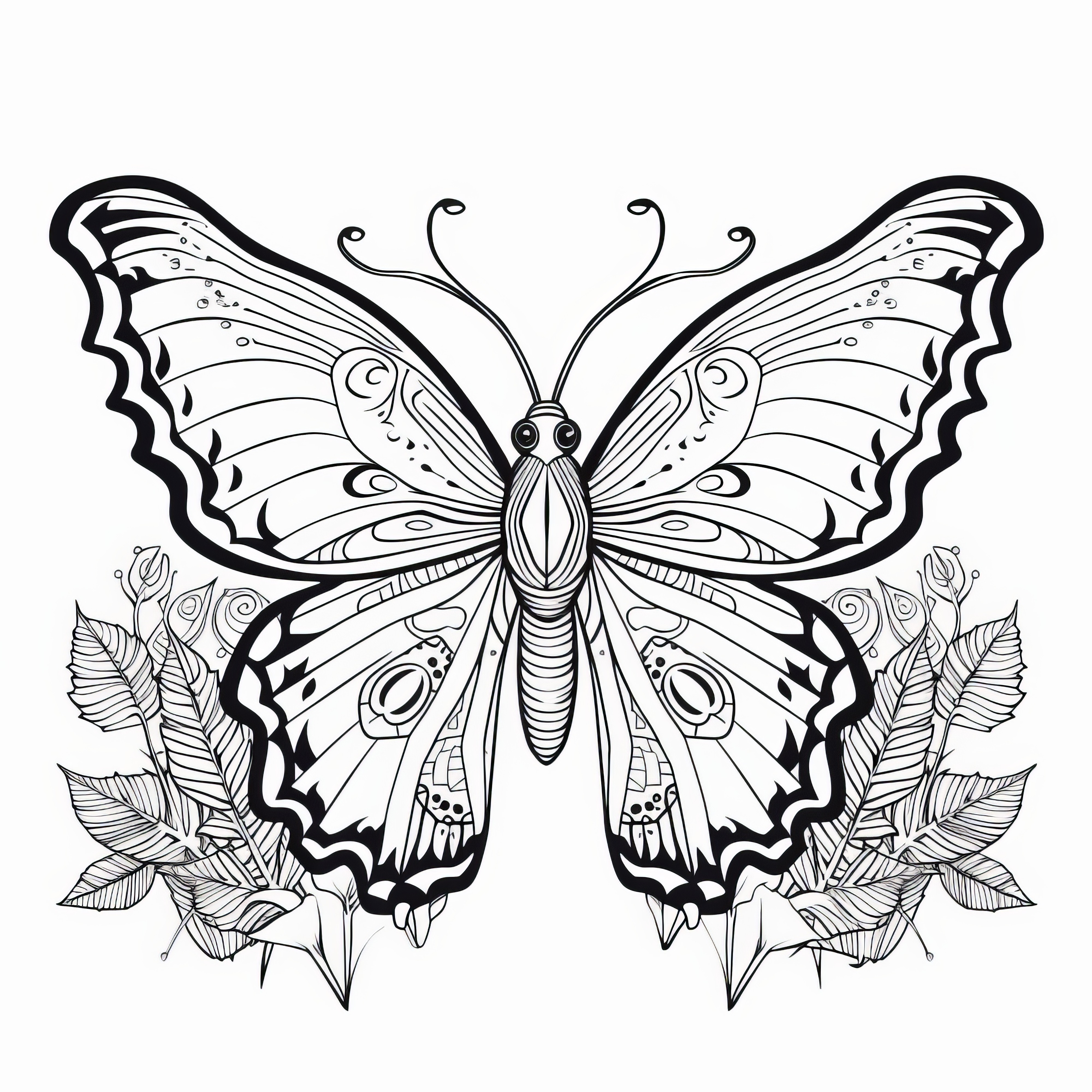 Delicate butterfly complex: Coloring picture for download (Free)