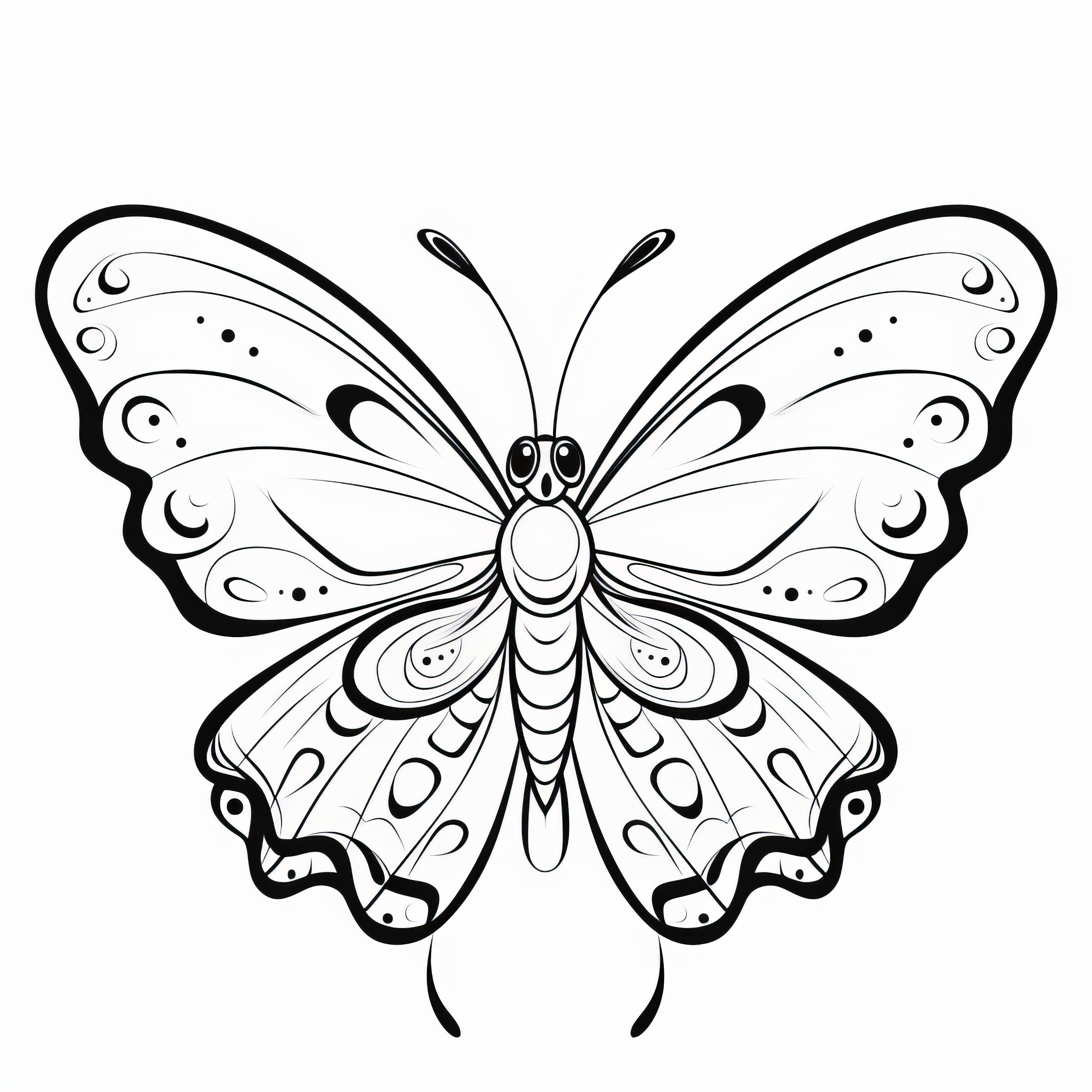 Butterfly with big eyes: Coloring picture free for download