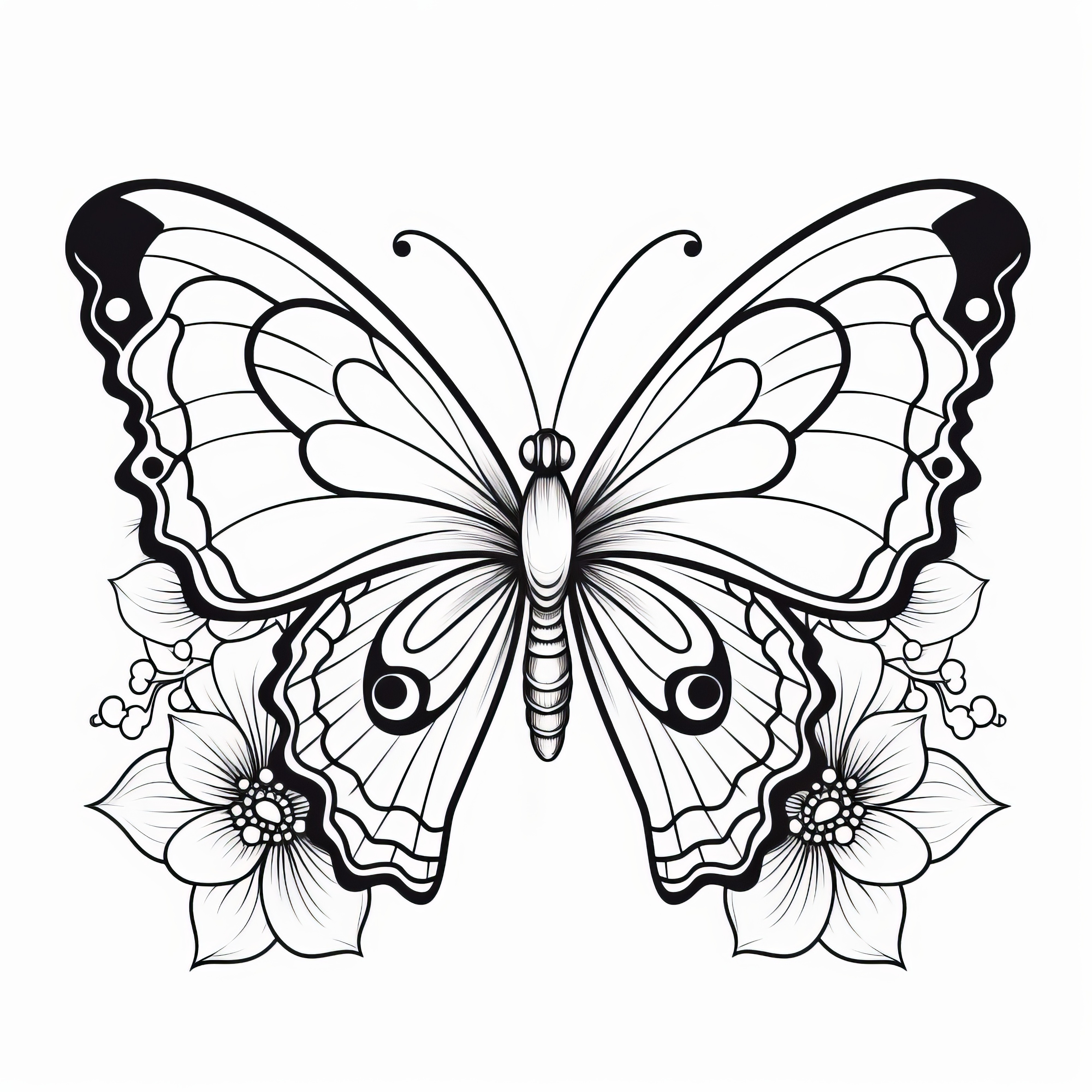 Butterfly with floral patterns: Coloring page free