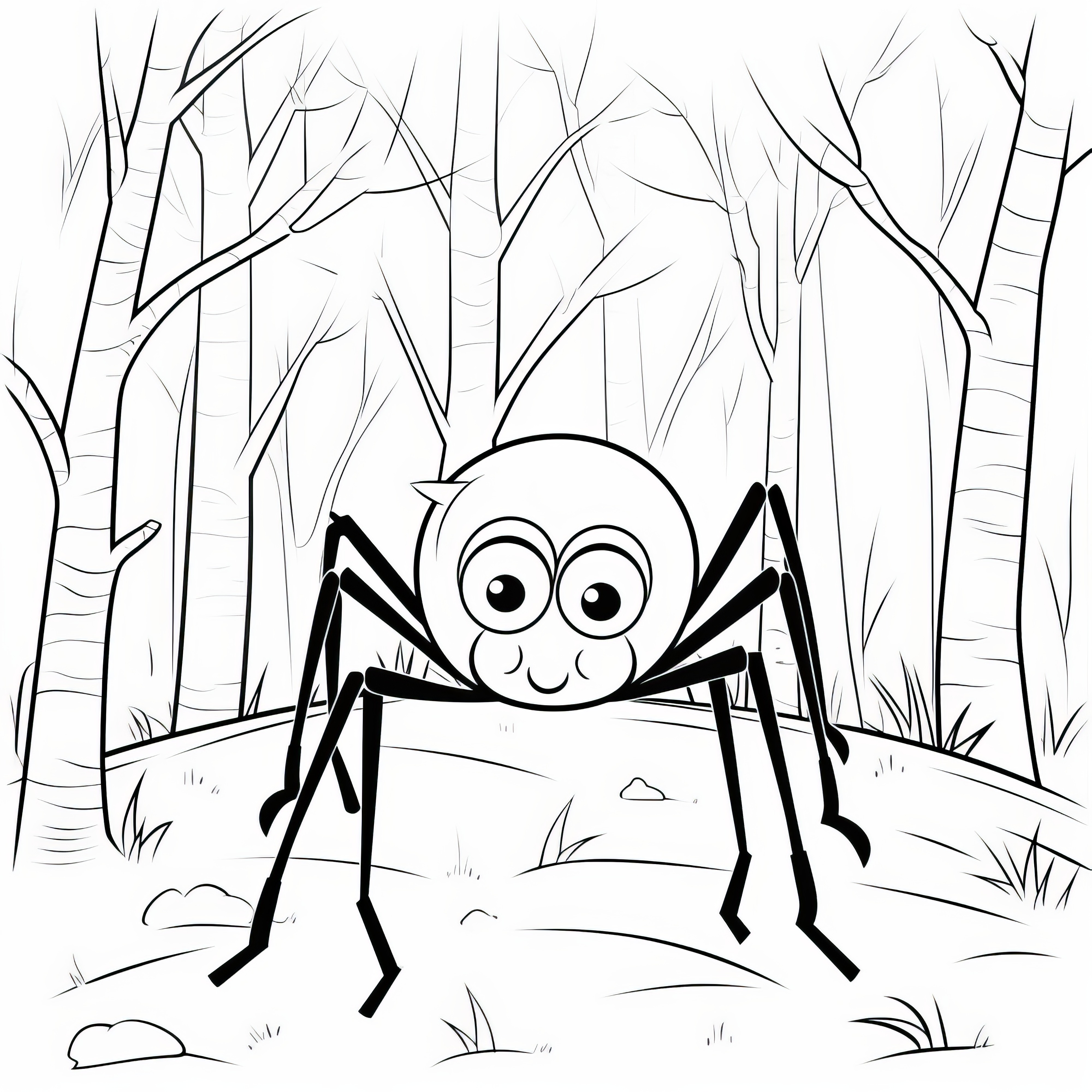 Coloriage : Vieux araignée dans la forêt (Gratuit)