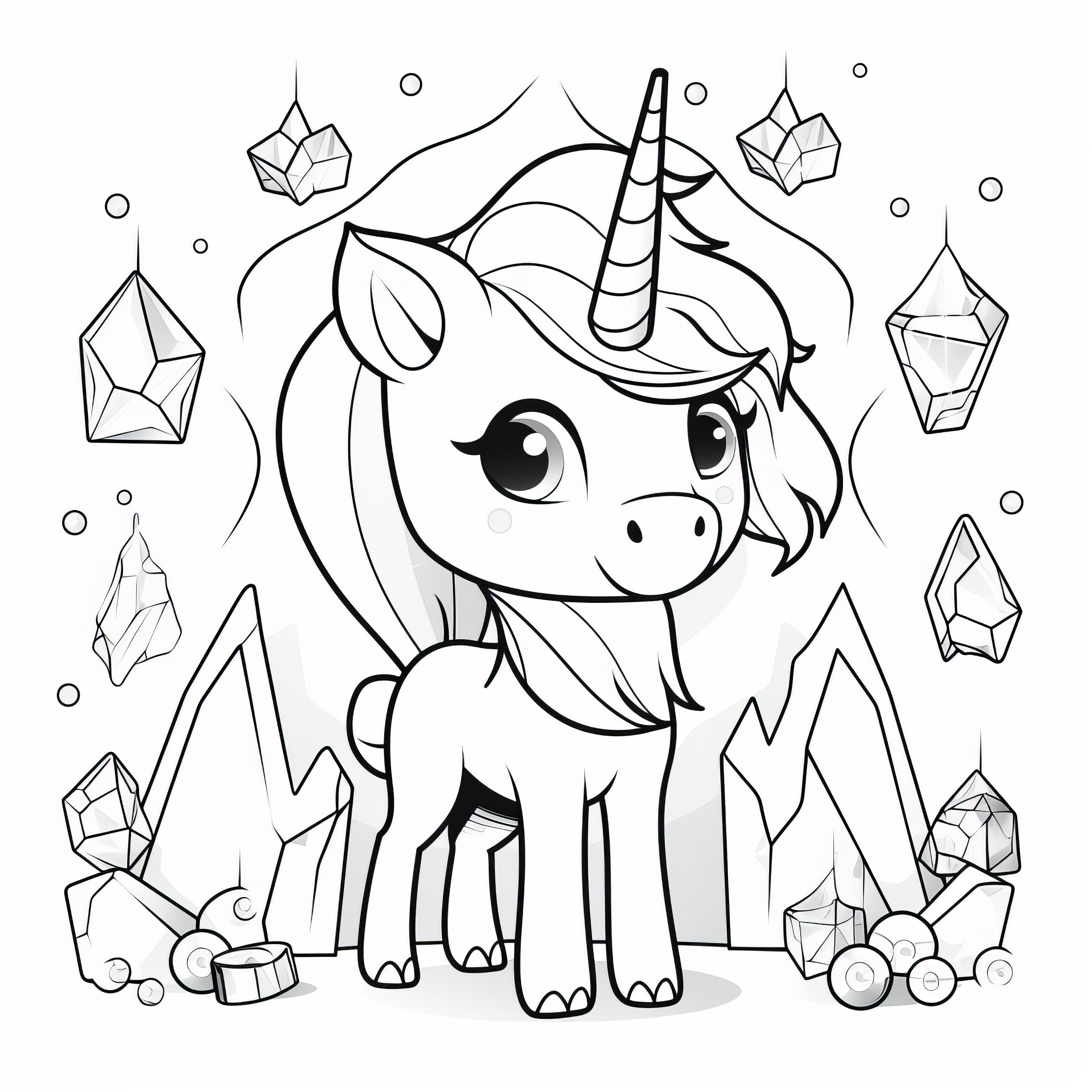 Unicorn with diamonds: Free coloring picture for download