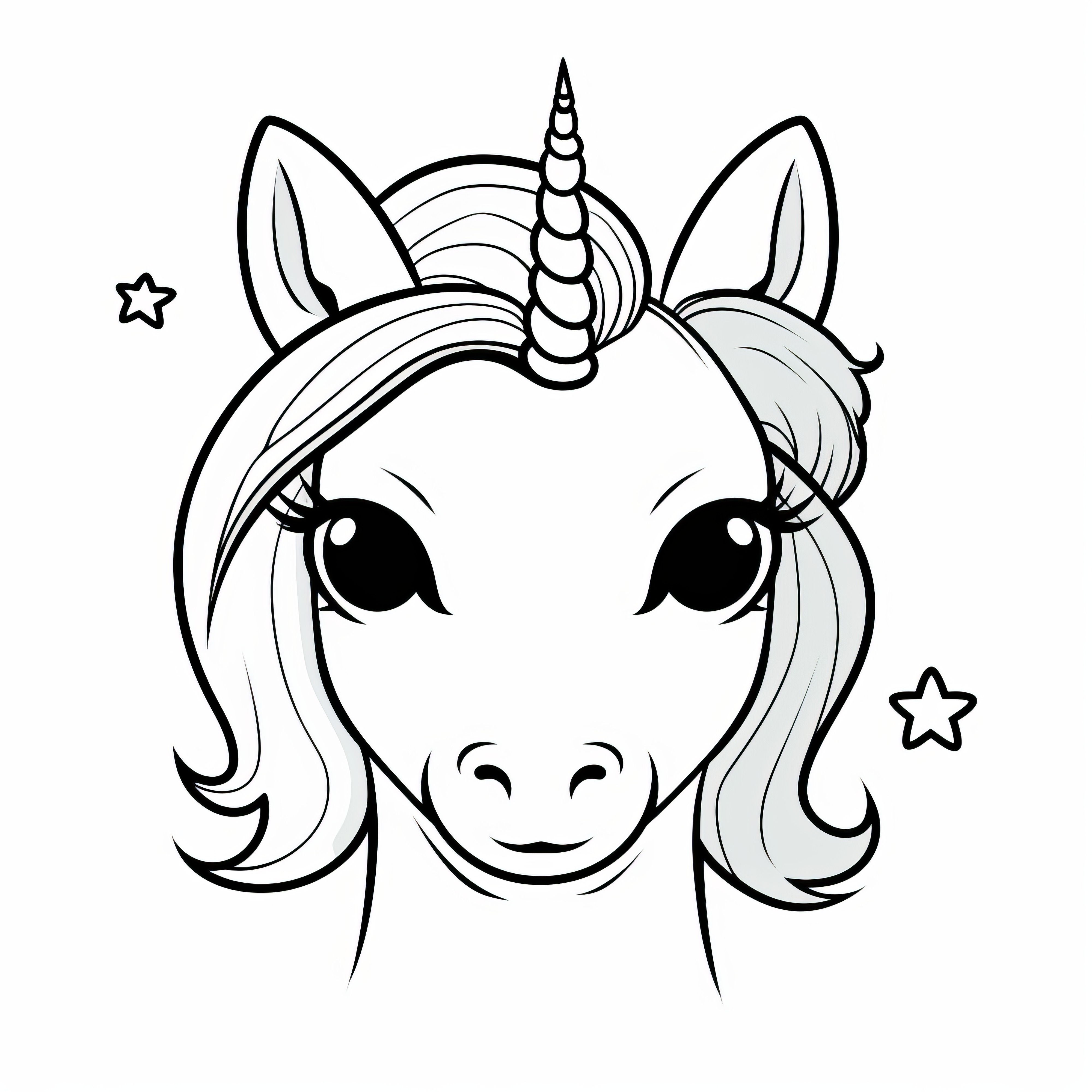 Unicorn portrait: Simple coloring picture for children (free)