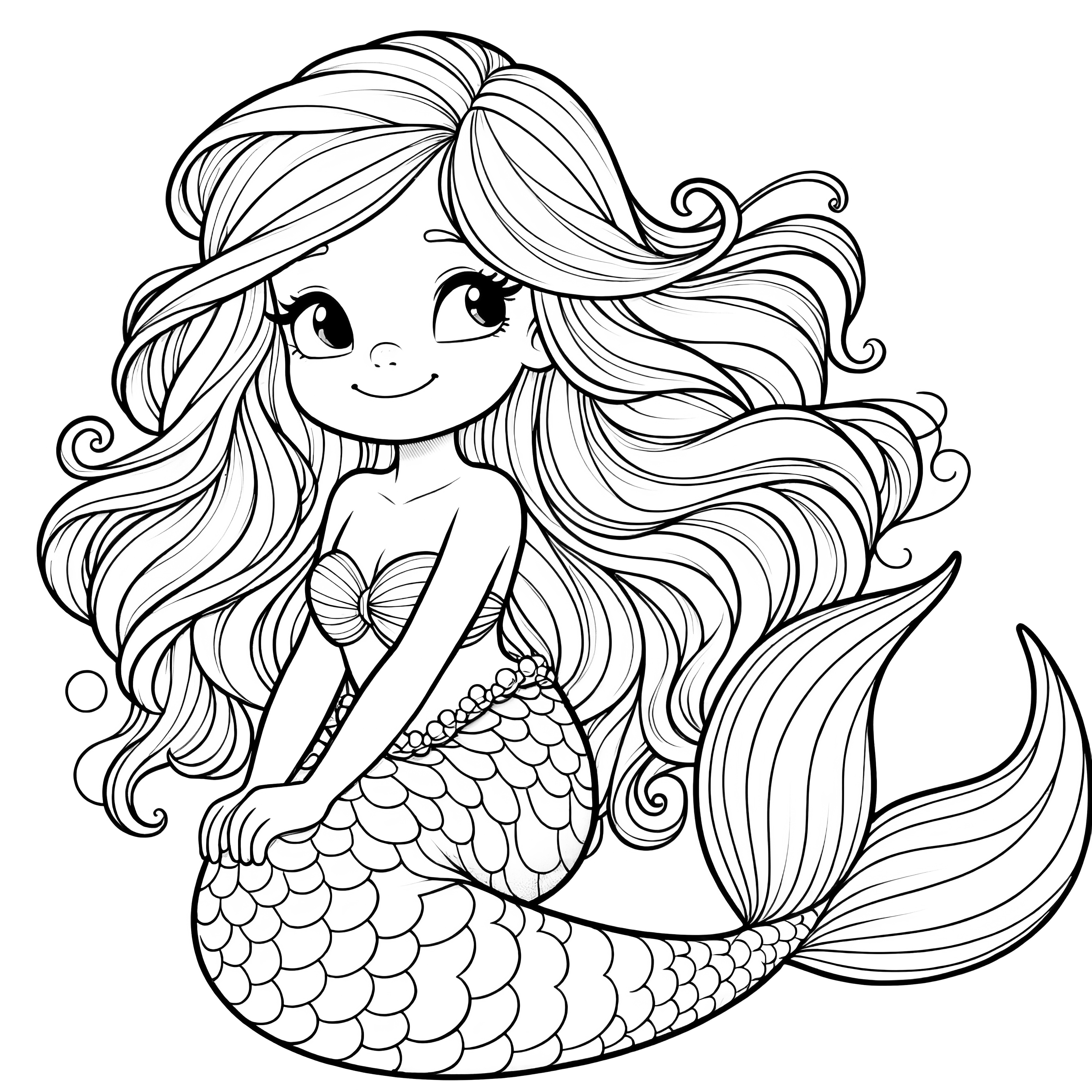 人魚のぬり絵