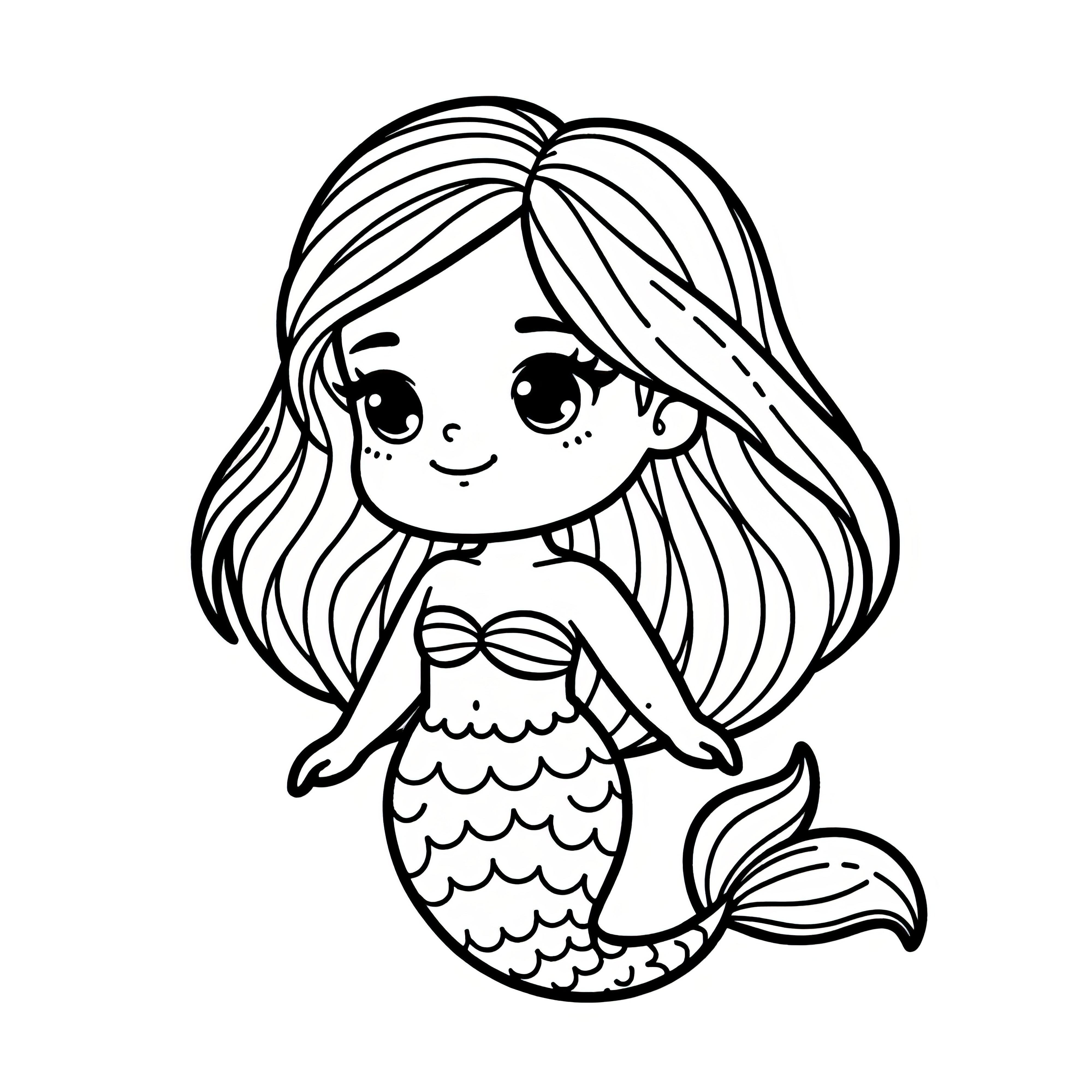Simple coloring page of a mermaid (Free)