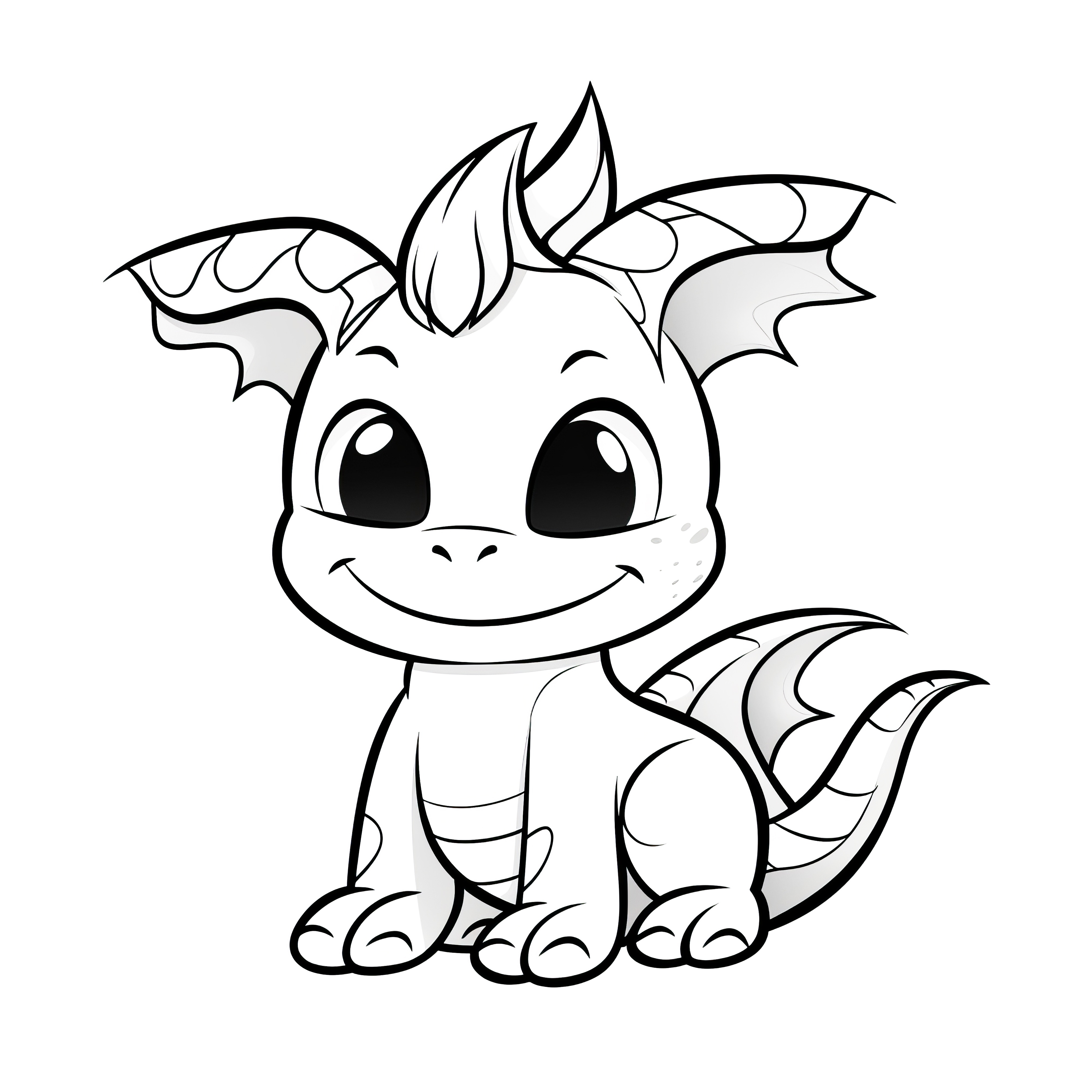 かわいいドラゴン：ダウンロードし子供のためのぬり絵（無料）