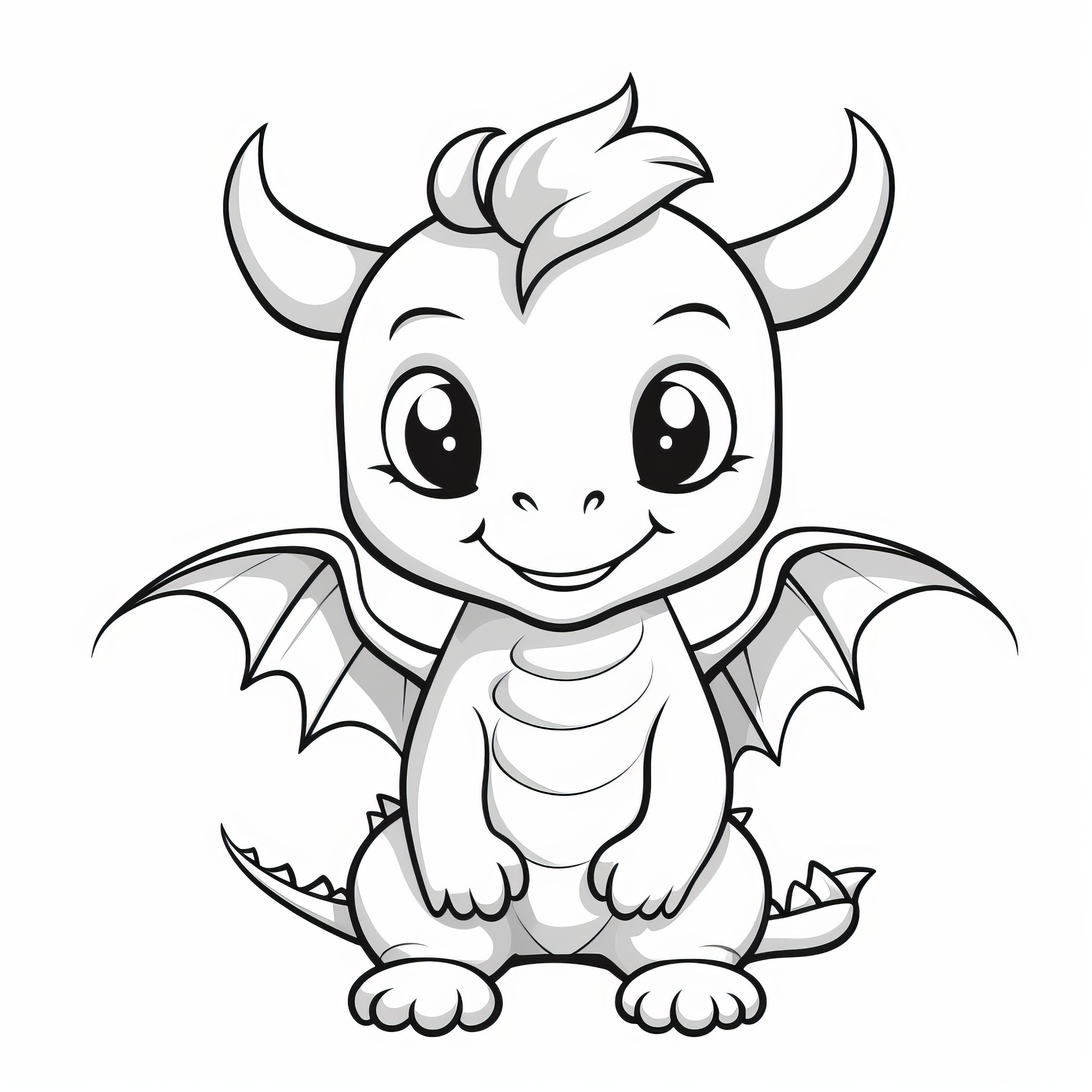 かわいいドラゴン：子供のためのシンプルなぬりえページ（無料）