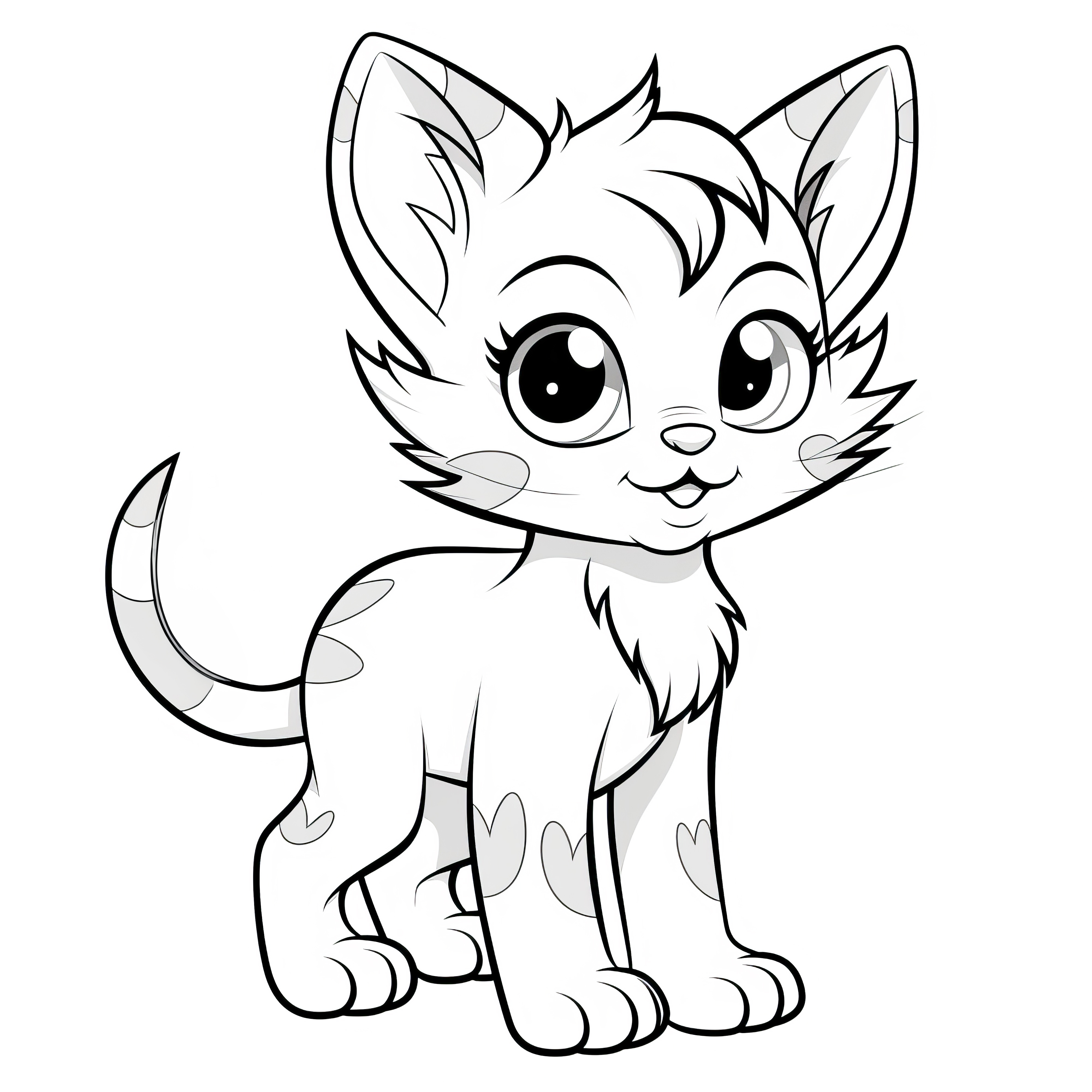 Small cute cat for coloring: Free download