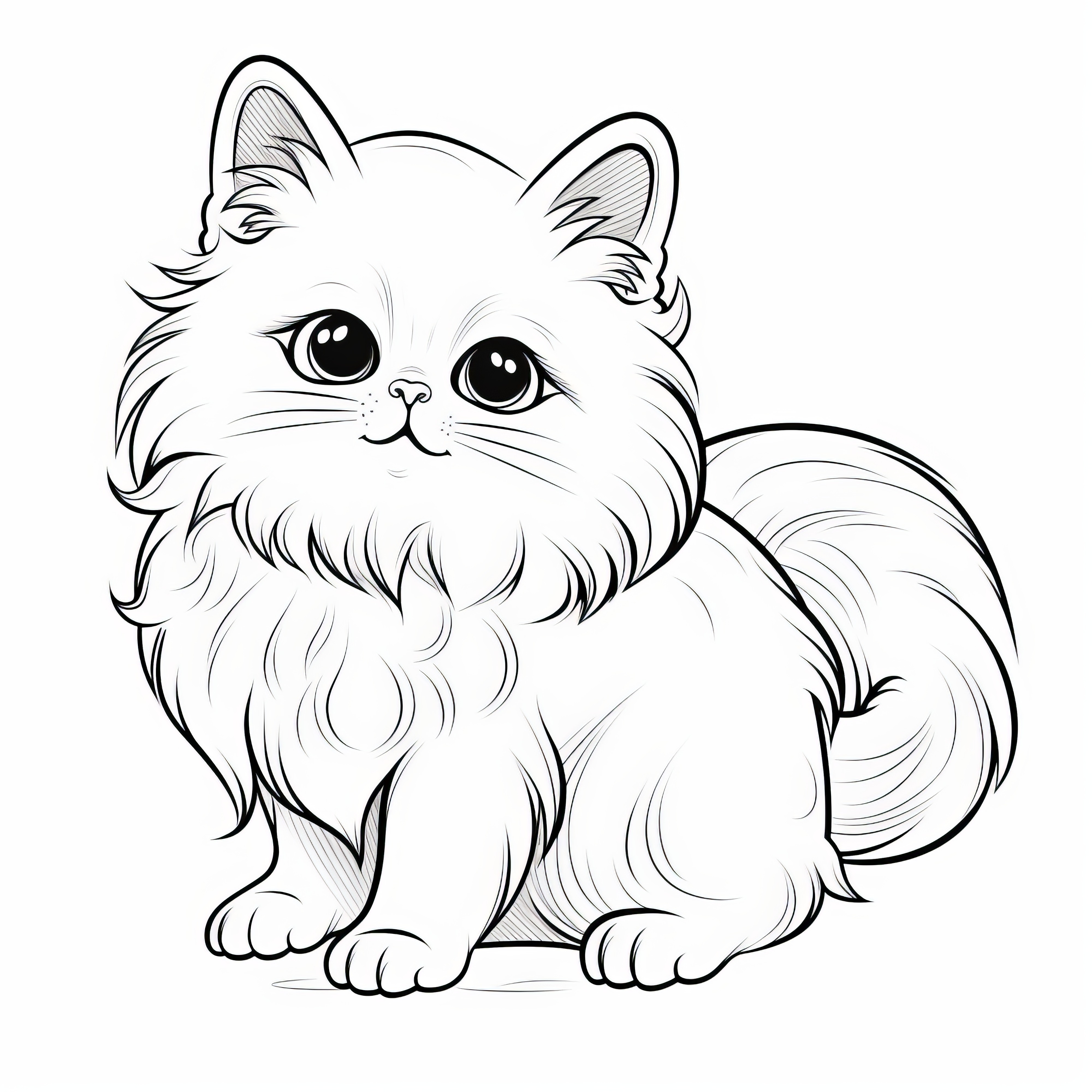 Sweet cat with a lot of fur: Download coloring page for free