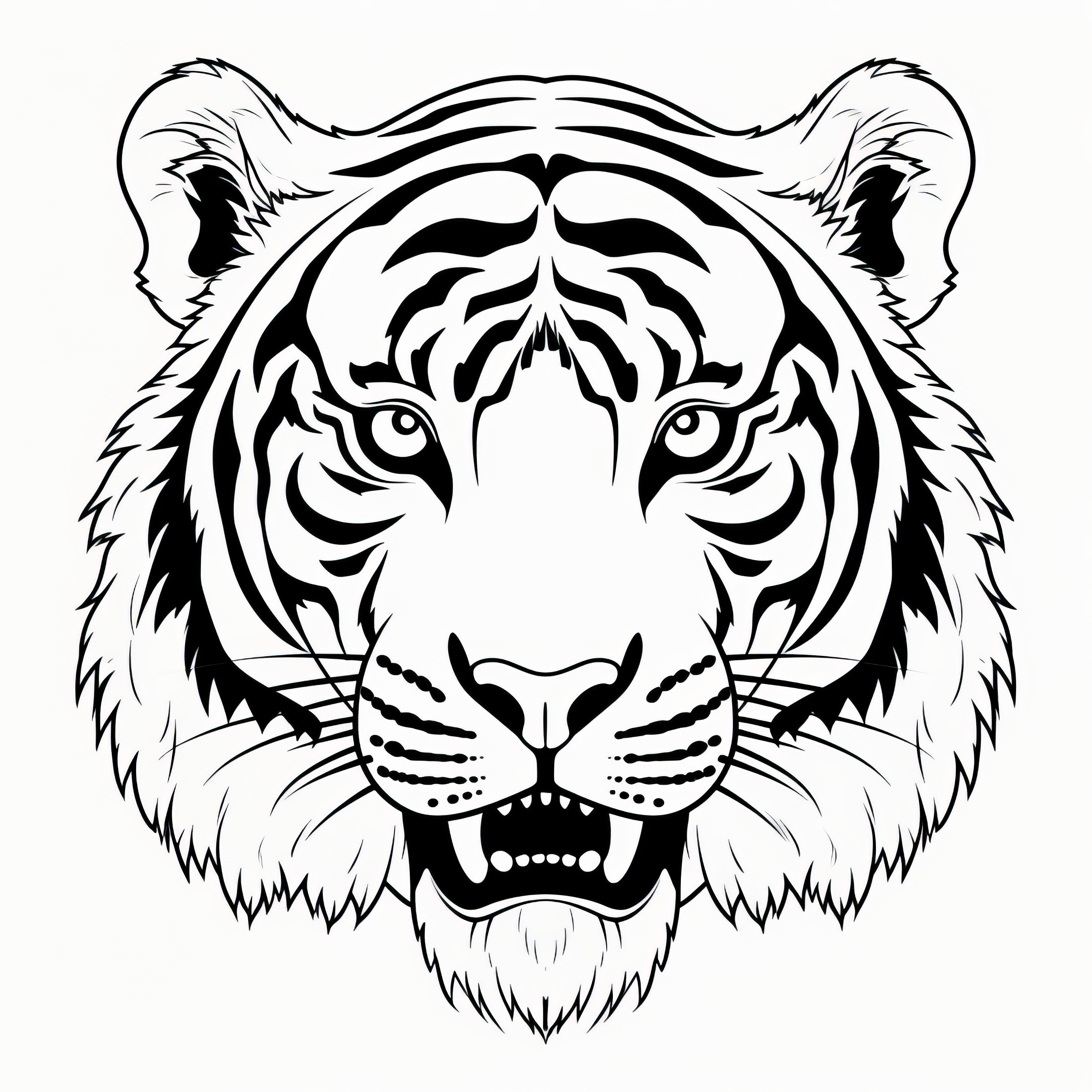 マイティービッグタイガーヘッド：無料でダウンロードできるユニークなぬり絵