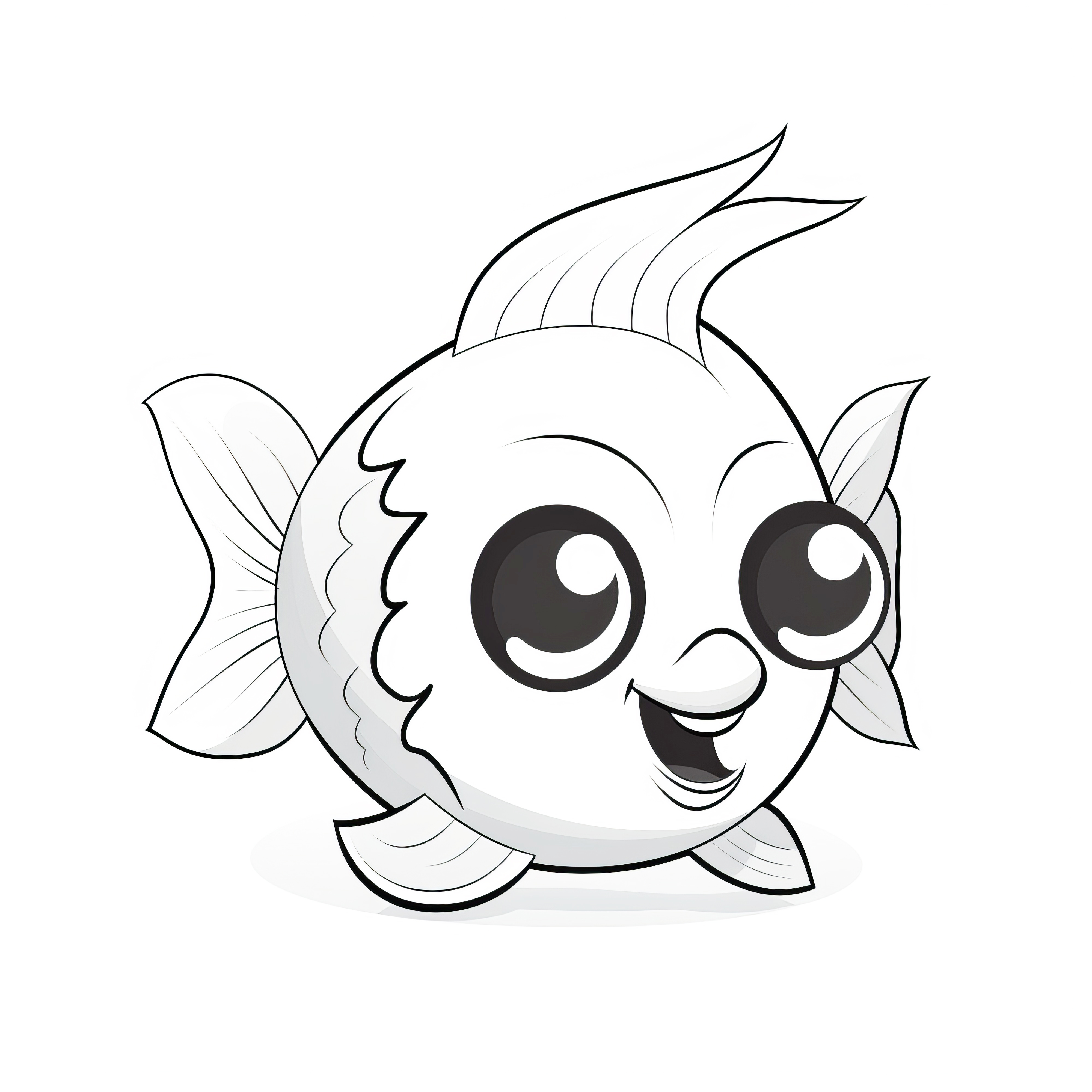 Small cute pufferfish for coloring picture (Free)