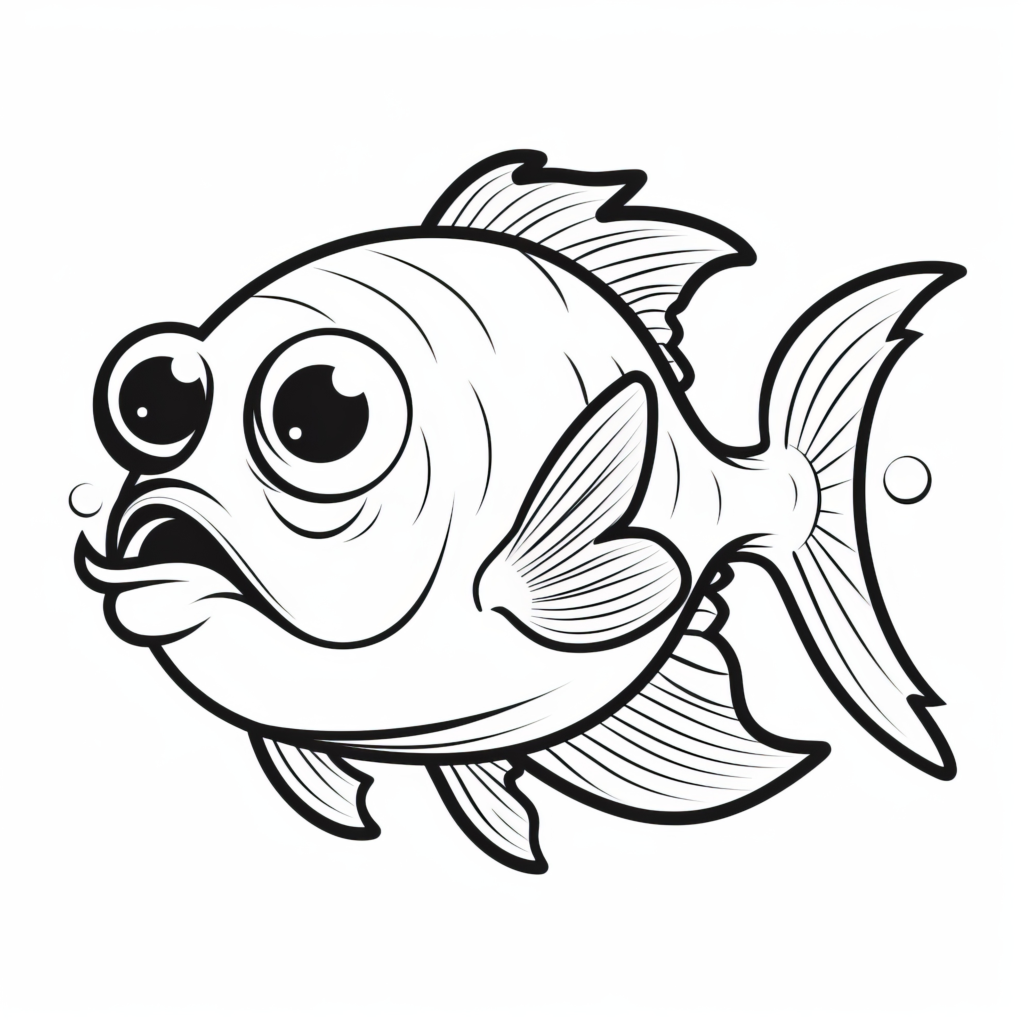 大きなギョロ目のかわいい魚：子供のためのシンプルなぬりえページ（無料）