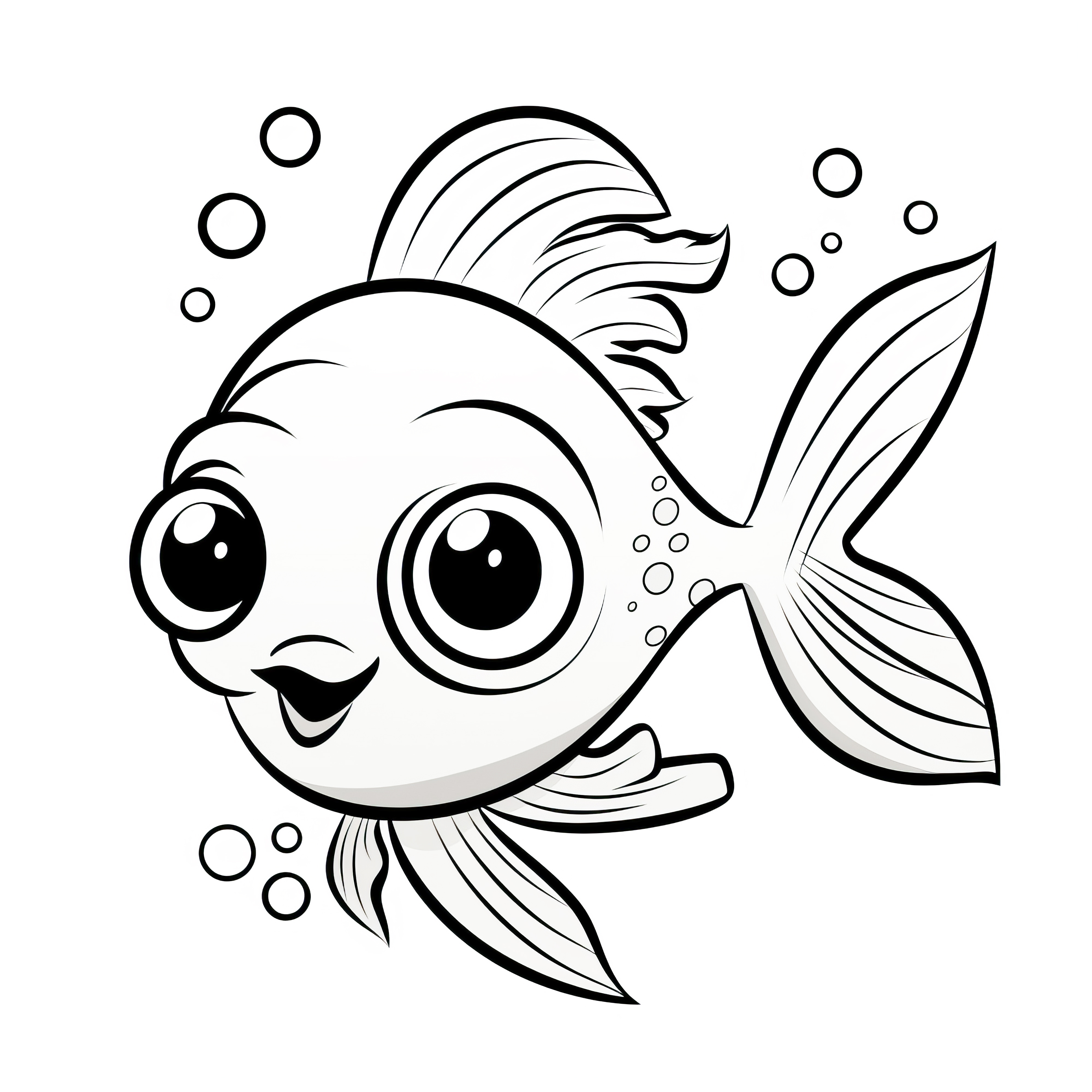 Cute little fish: Simple coloring page for kids (Free)