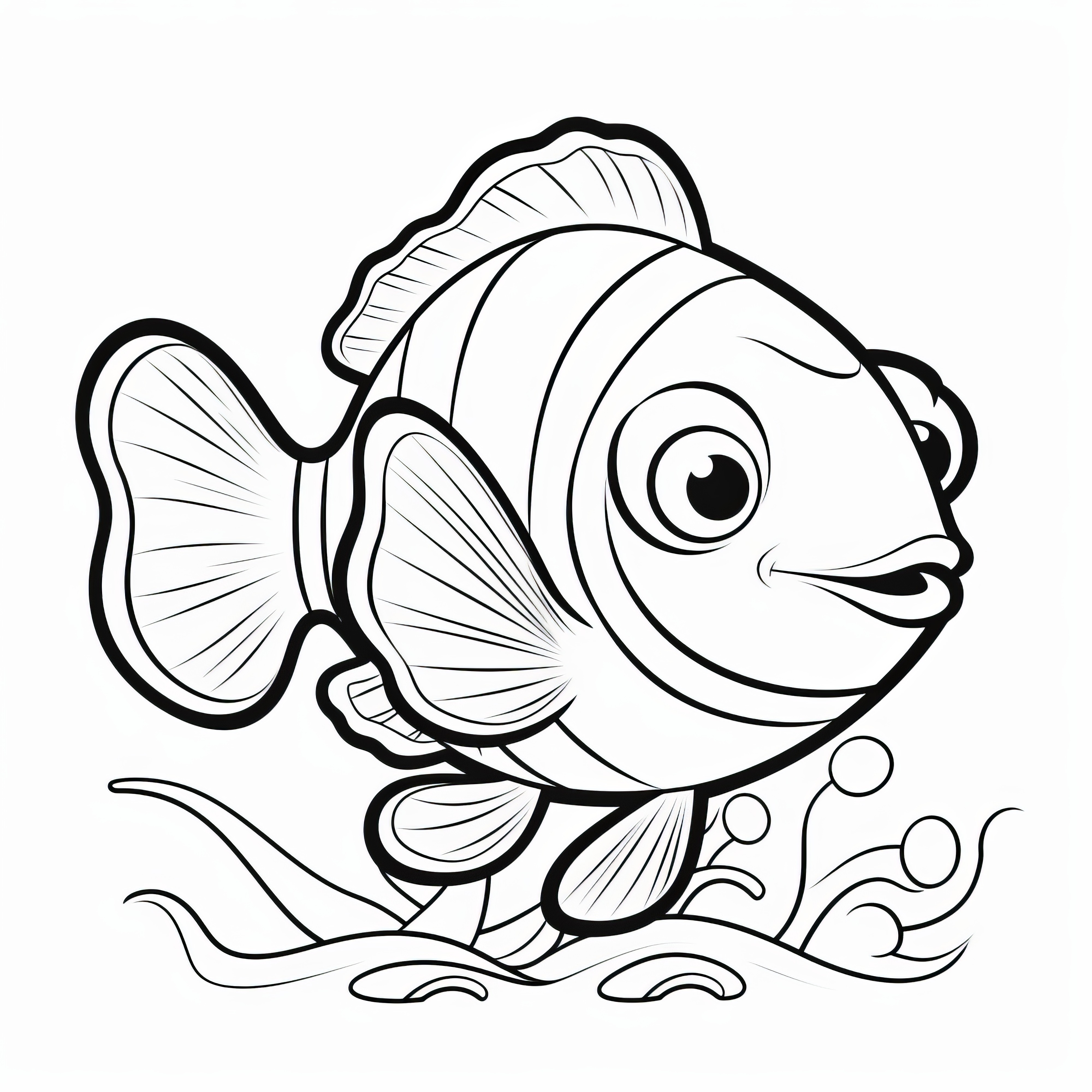 Friendly fish with big eyes: Simple coloring page for kids (Free)