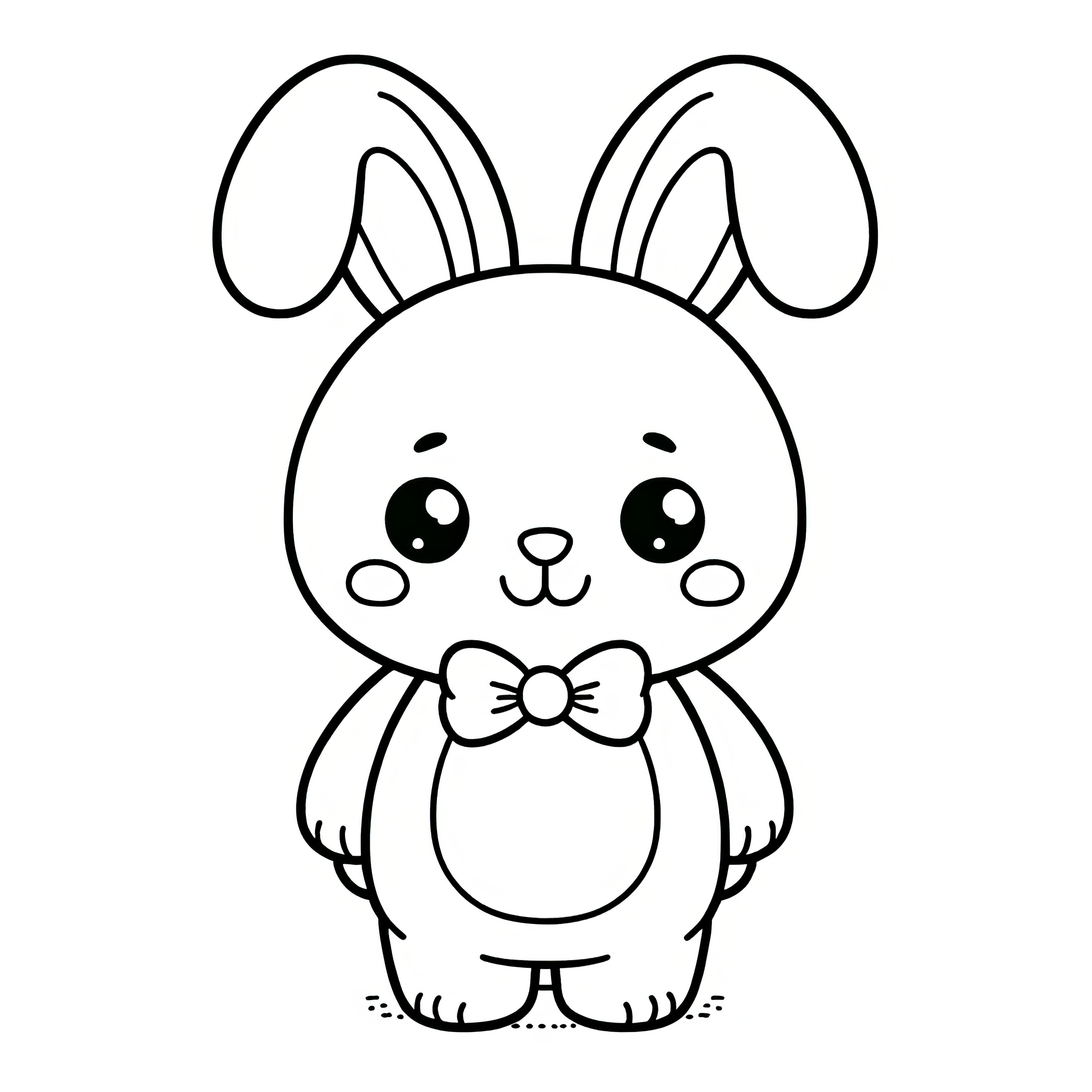 かわいいイースターバニー：子供のためのシンプルなぬりえページ（無料）