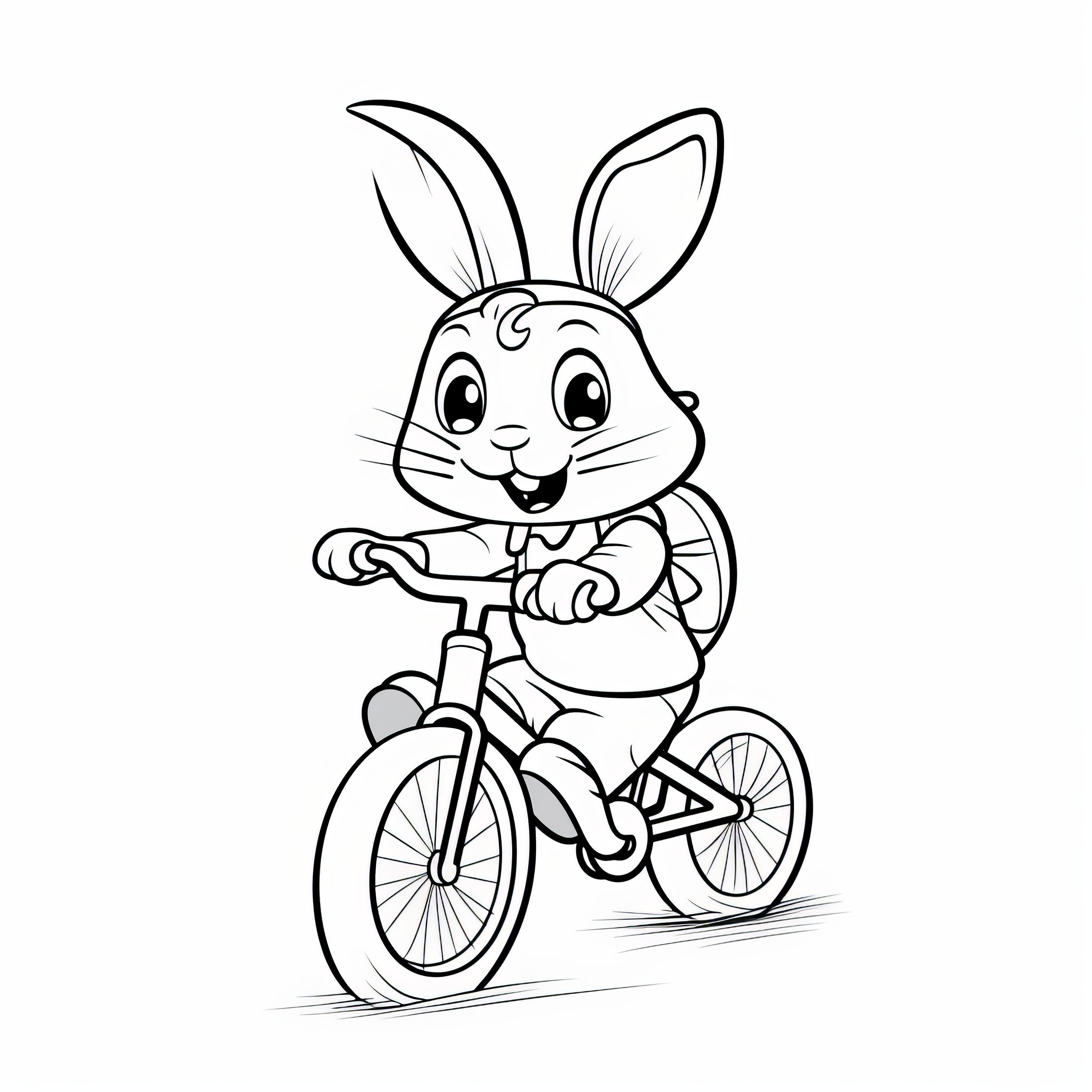自転車に乗ったイースターバニー：子供のための簡単なぬり絵（無料）