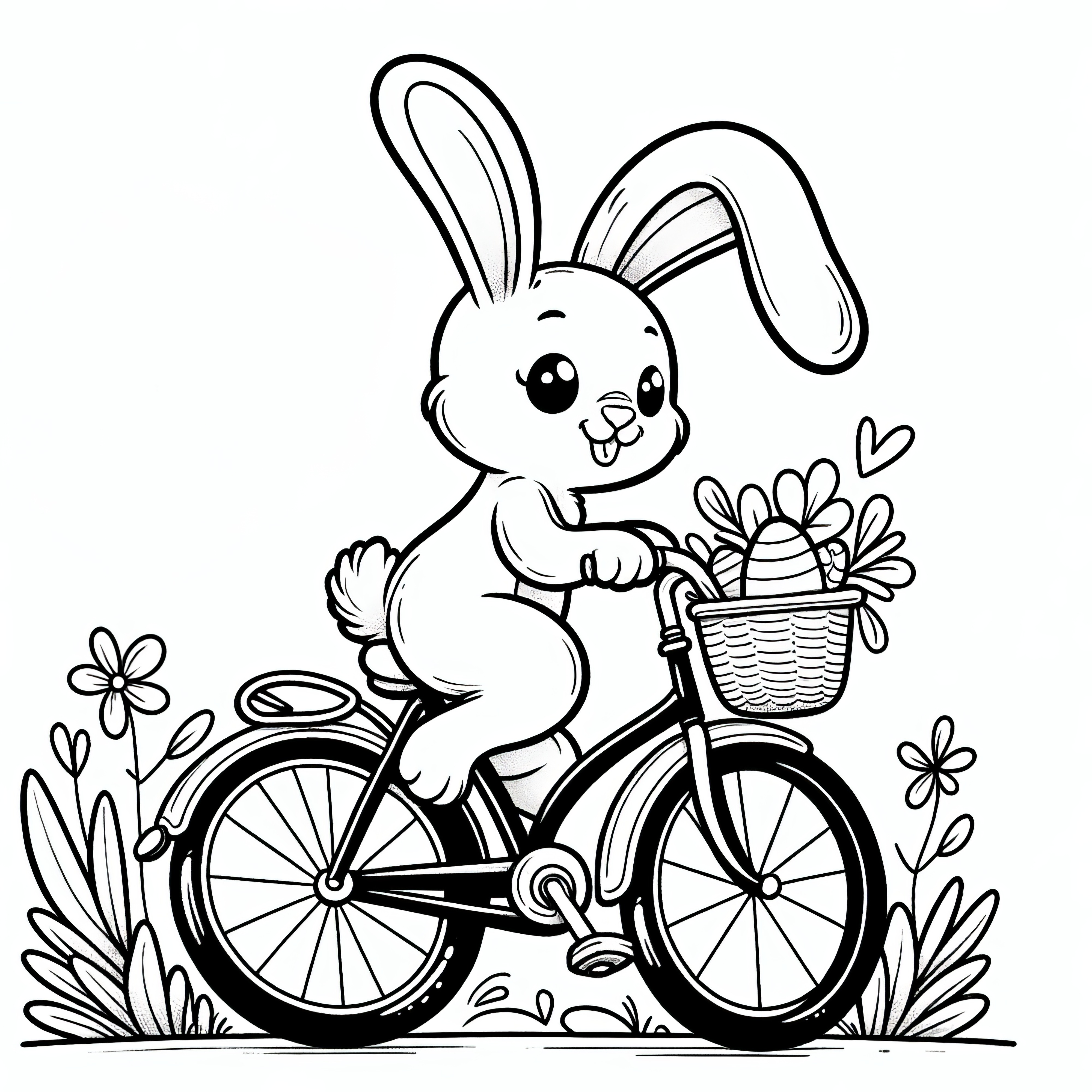 Little Easter bunny with bicycle: Cute Easter picture to download (Free)