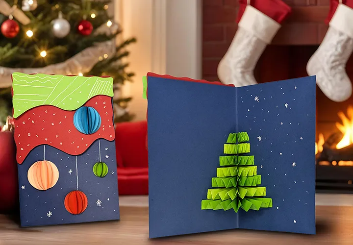 Membuat kartu Natal 3D: Langkah demi langkah bersama anakmu