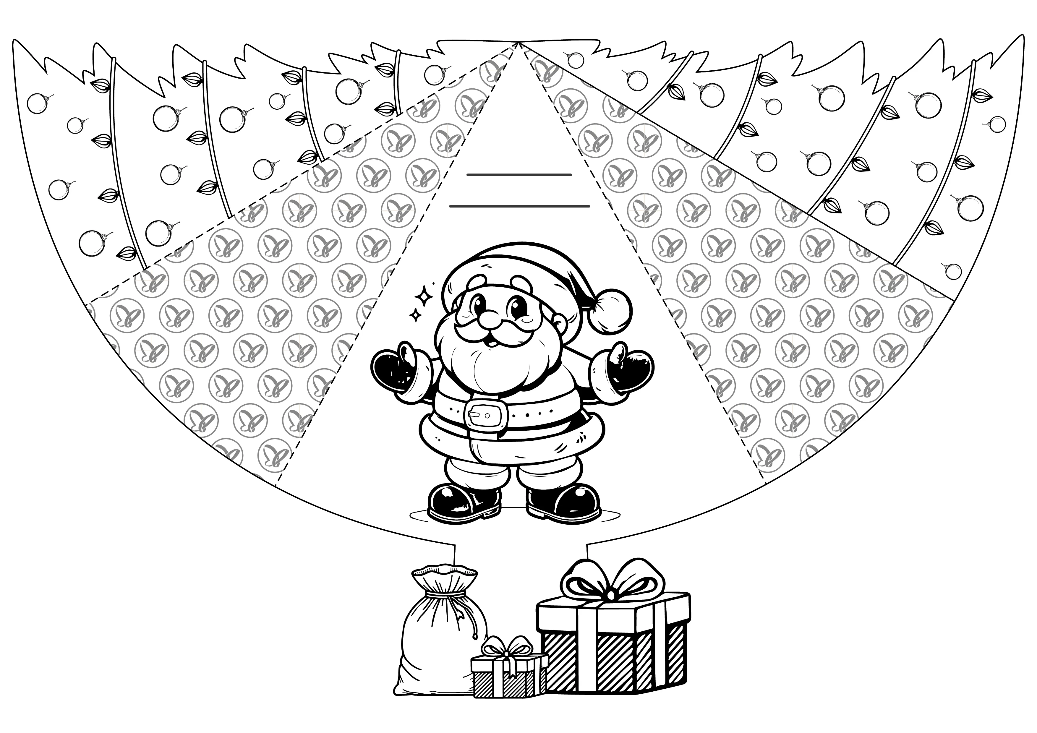 Templat yang sudah jadi untuk kartu Natal dalam bentuk pohon Natal. Gambar 4