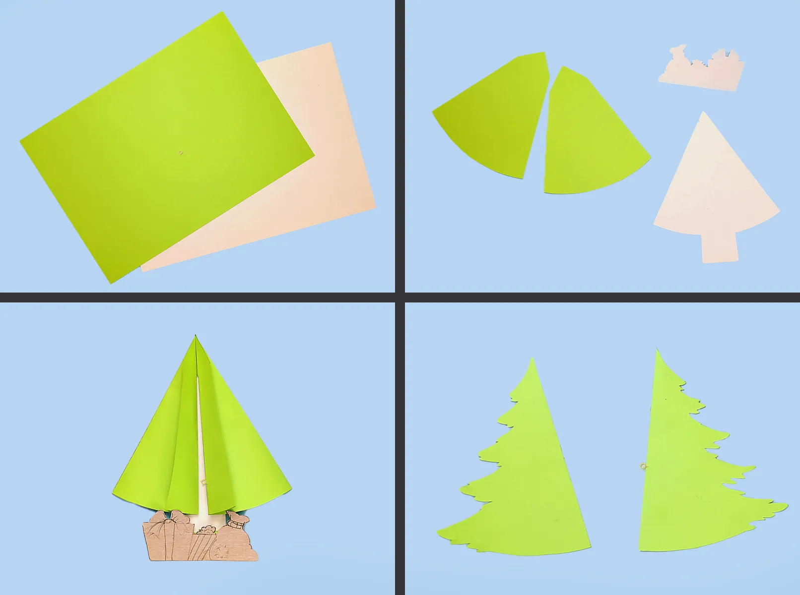 Petunjuk: Kartu Natal pohon cemara langkah demi langkah. Gambar 1