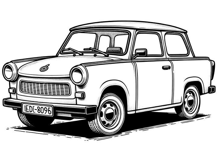 Klasický Trabant jako omalovánka (Zdarma)