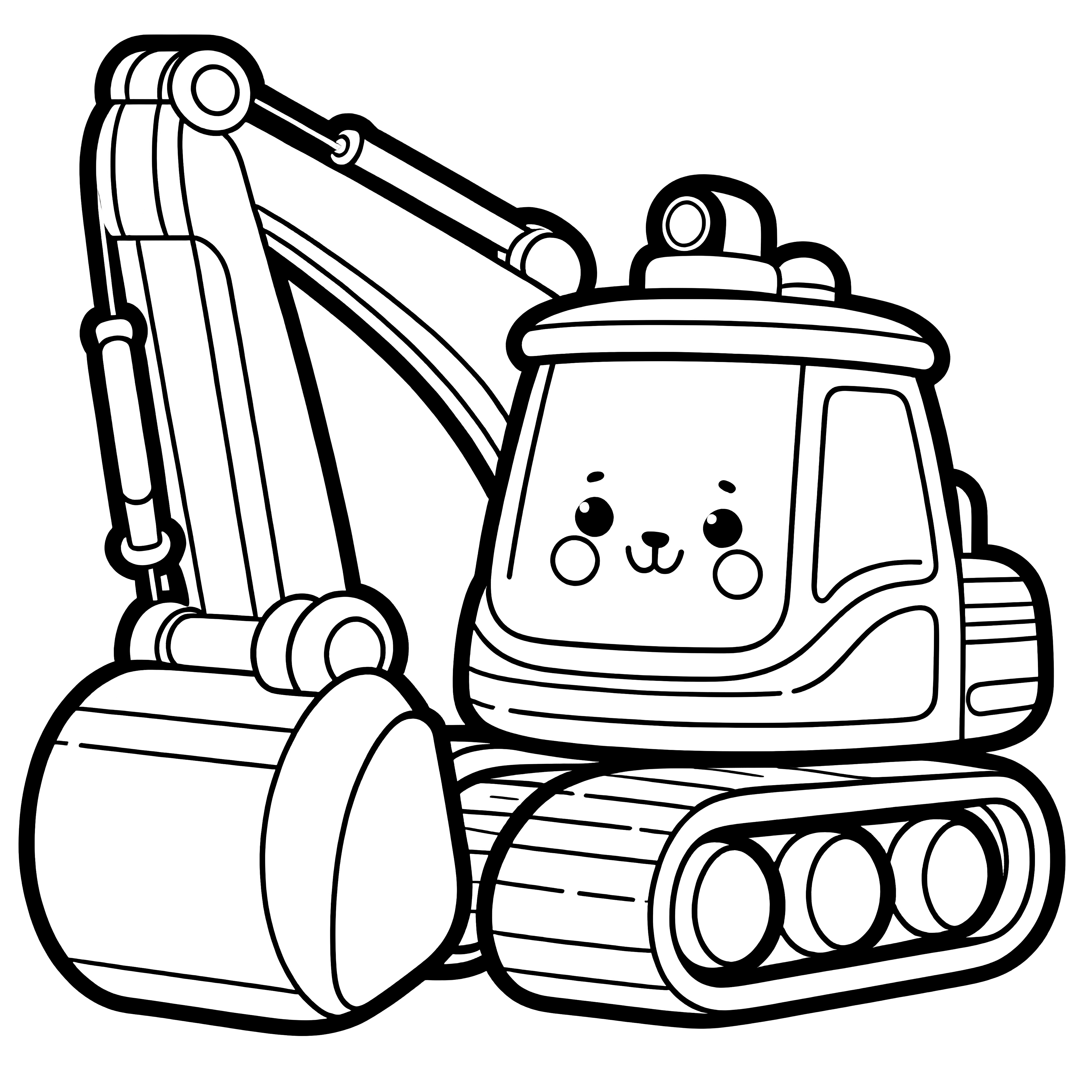 顔を持つ掘削機：子供のためのぬり絵（無料）