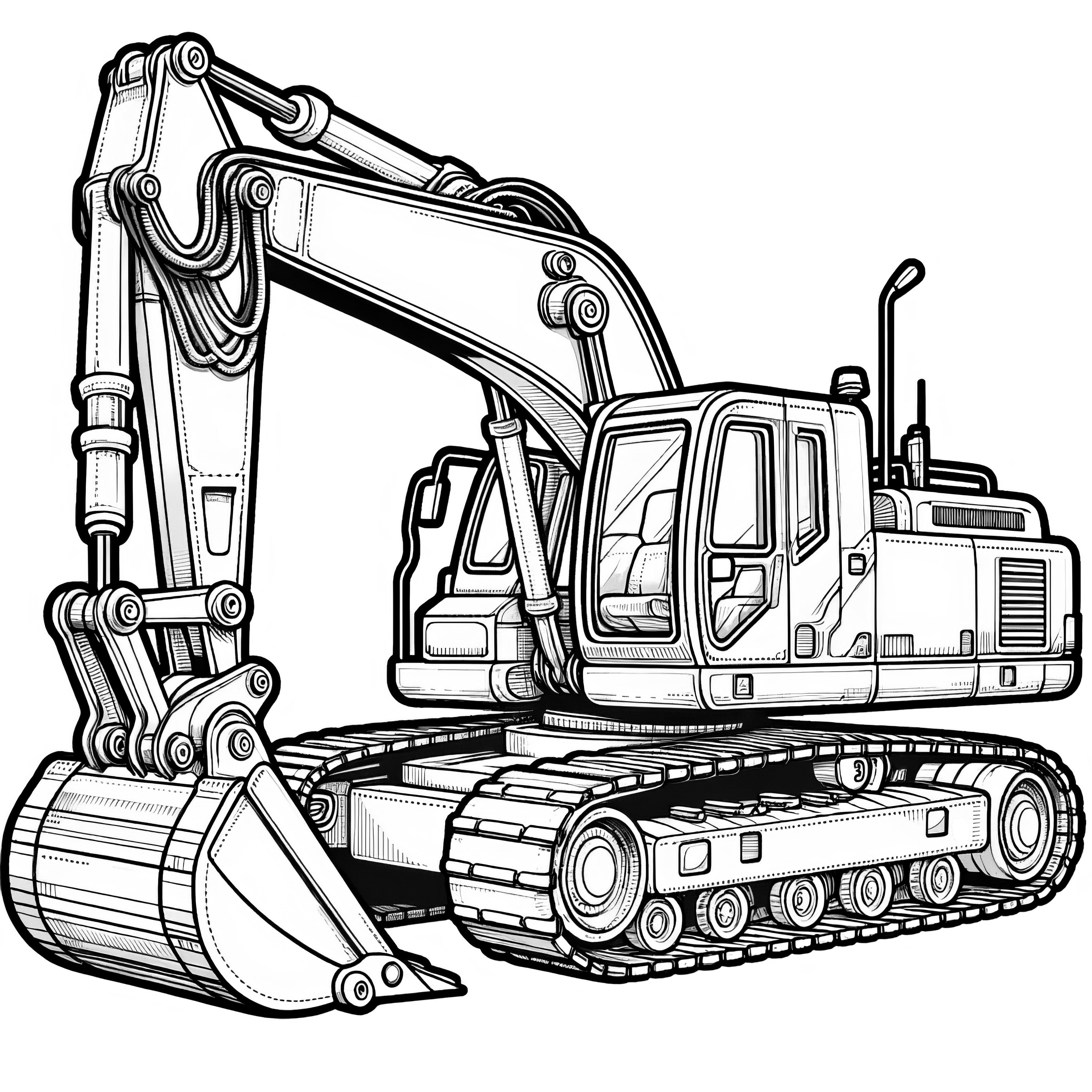 Large excavator: coloring page for painting and printing (Free)