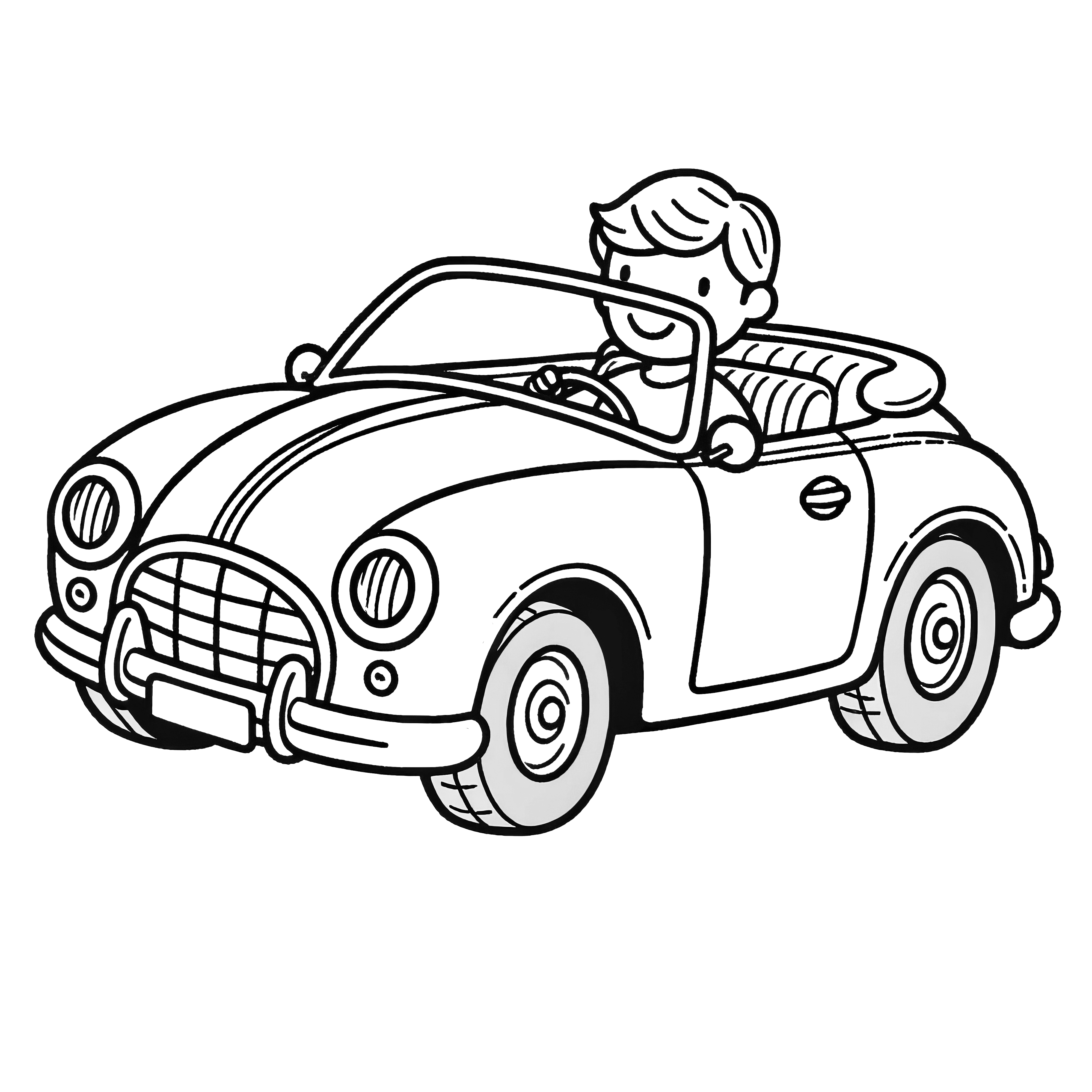 リトル・コンバーチブル：子供のためのシンプルなぬり絵 (無料)