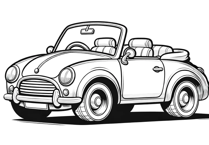 Mini Cabriolet: Jednoduchá omalovánka ke stažení (zdarma)