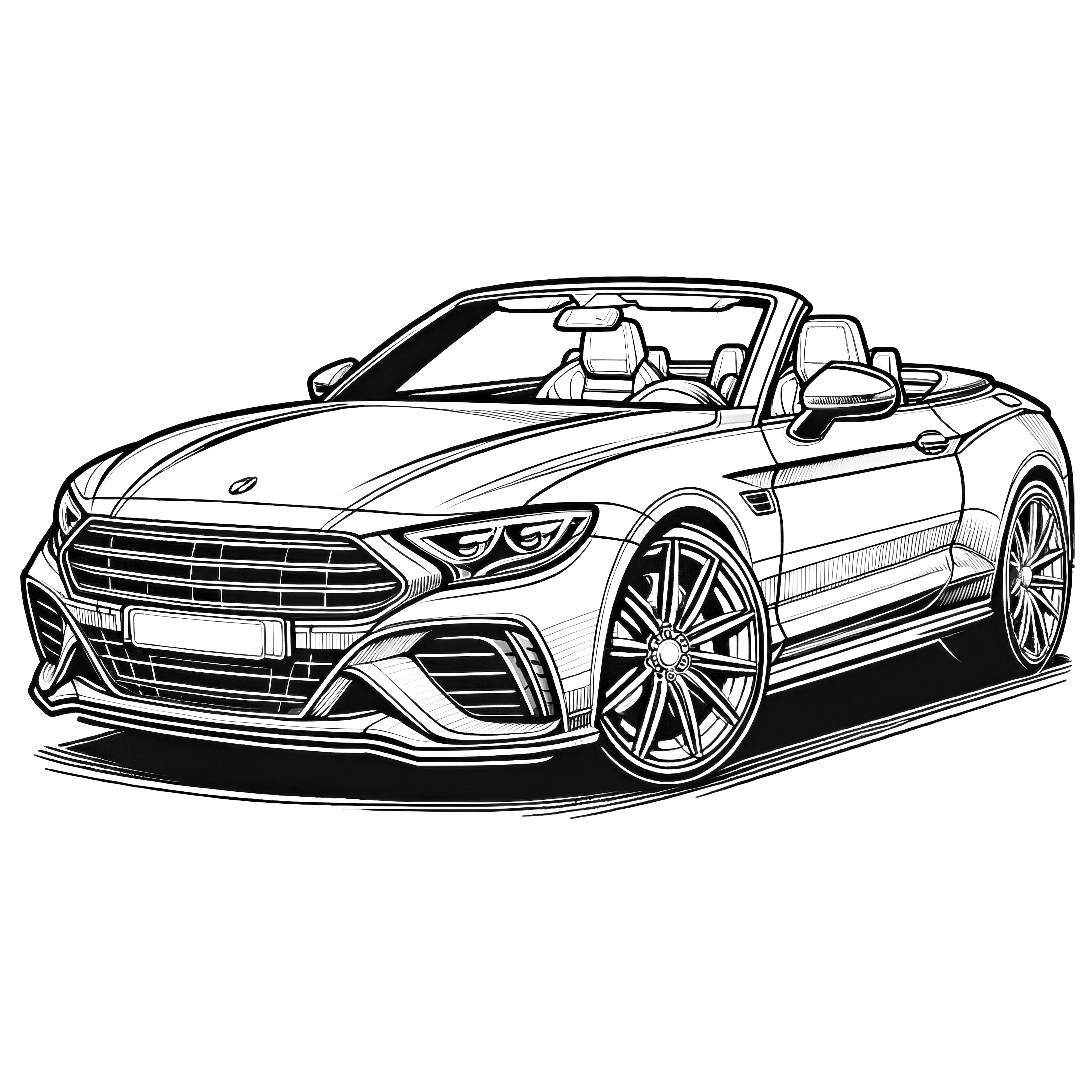 Elegant convertible: Coloring page with lots of details (Free)
