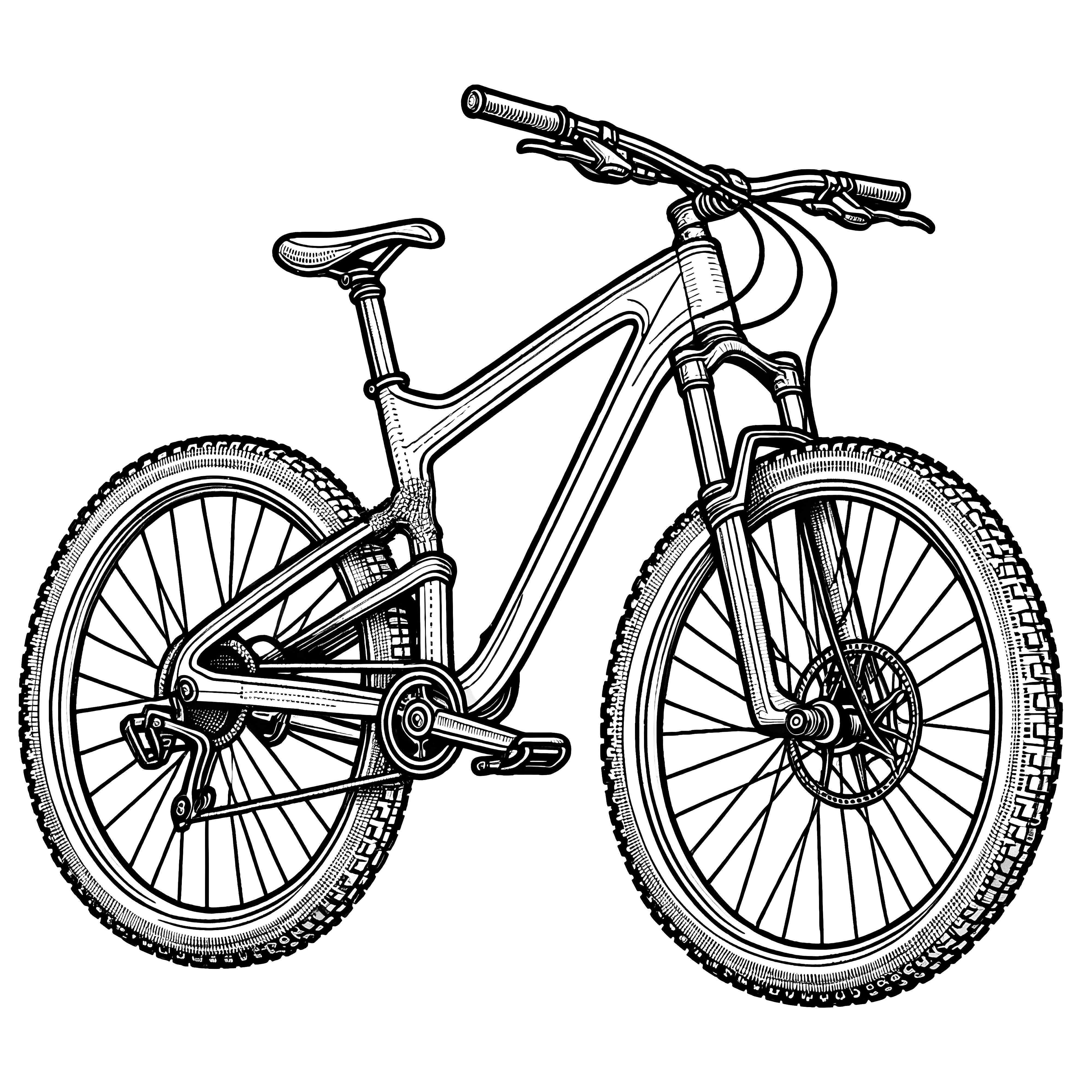 Sportliches Mountainbike Malvorlage Gratis Zum Herunterladen