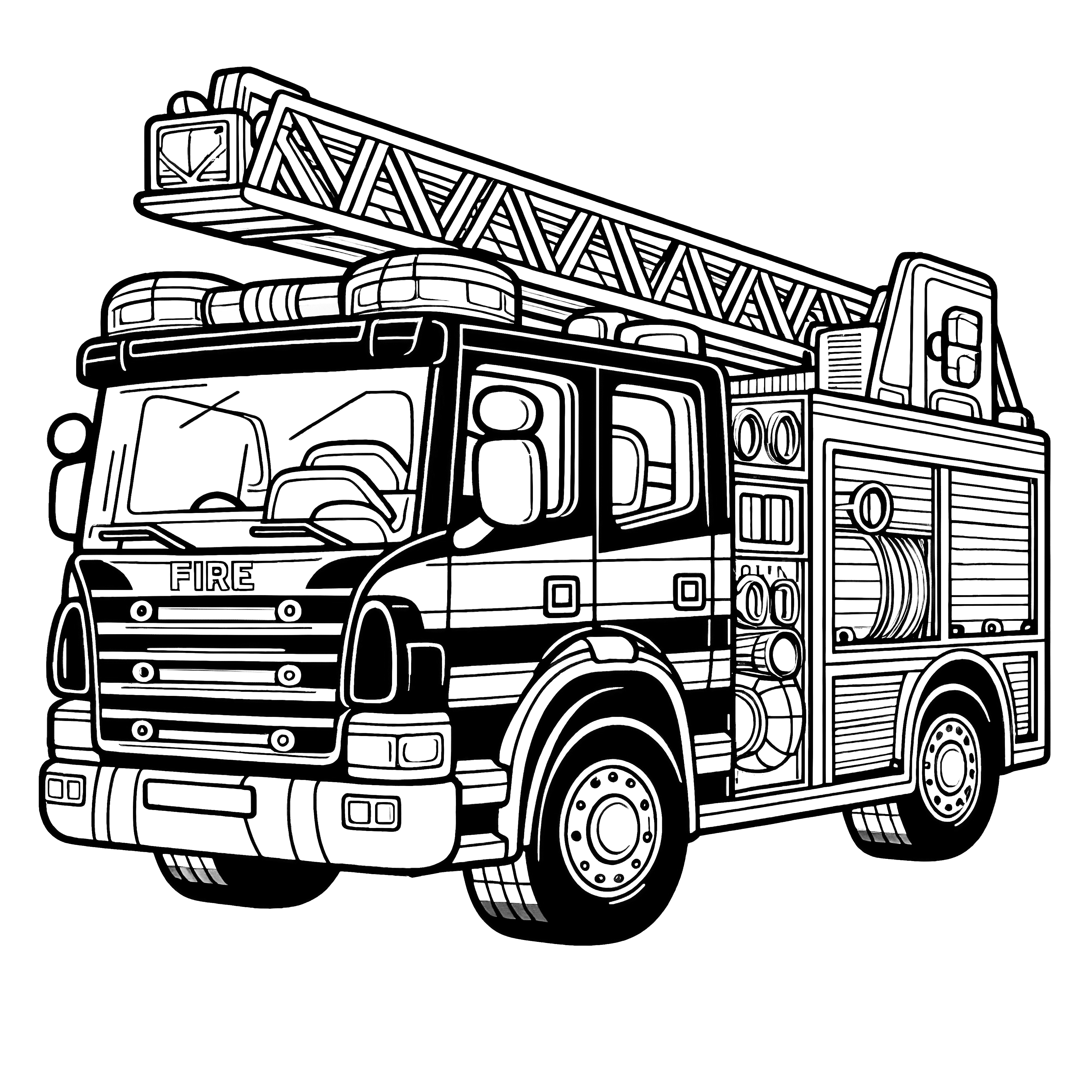 消防車：ぬり絵ダウンロード(無料)