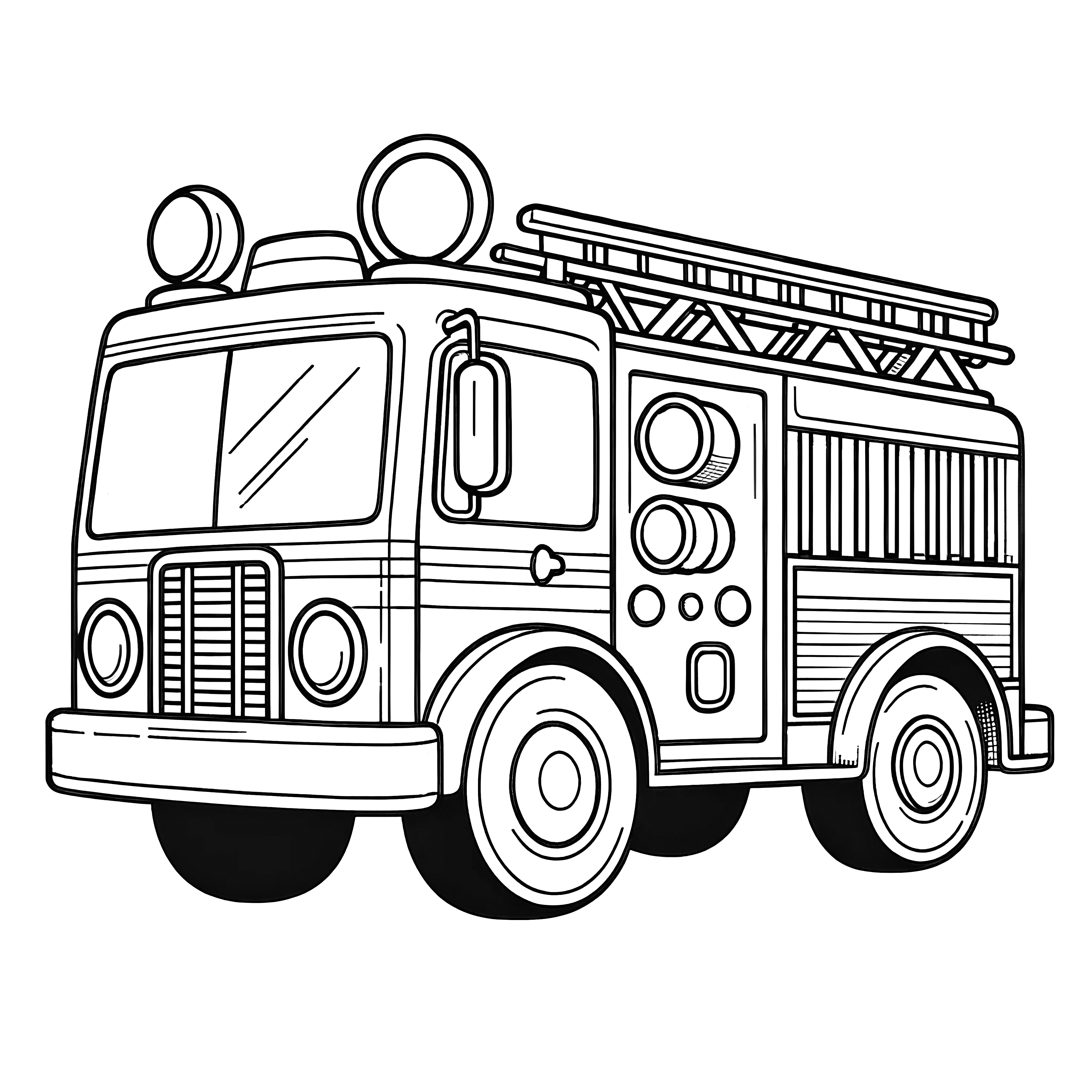 消防車：子供のためのシンプルなぬりえページ（無料）