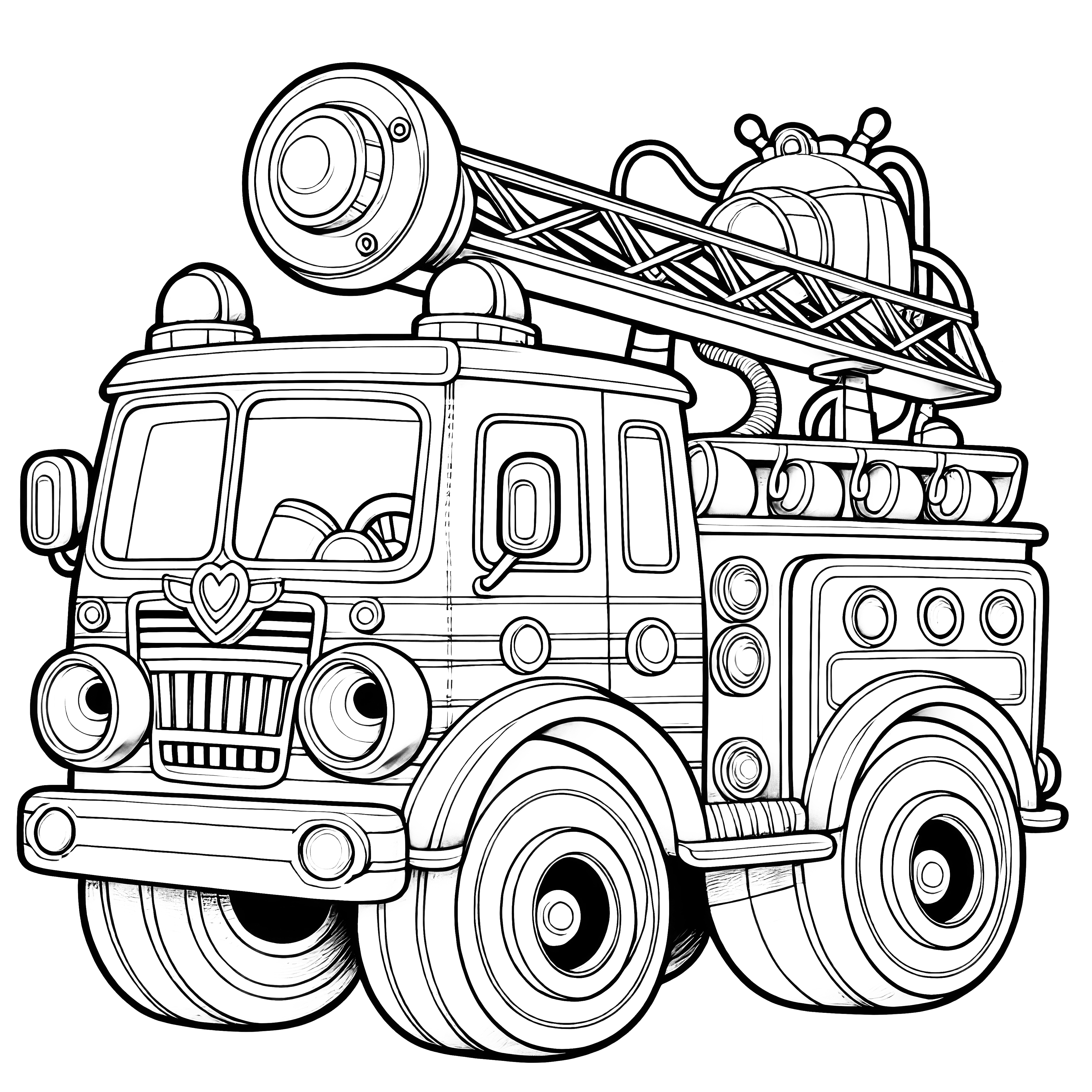小さなおもちゃの消防車：子供のためのシンプルなぬり絵（無料）