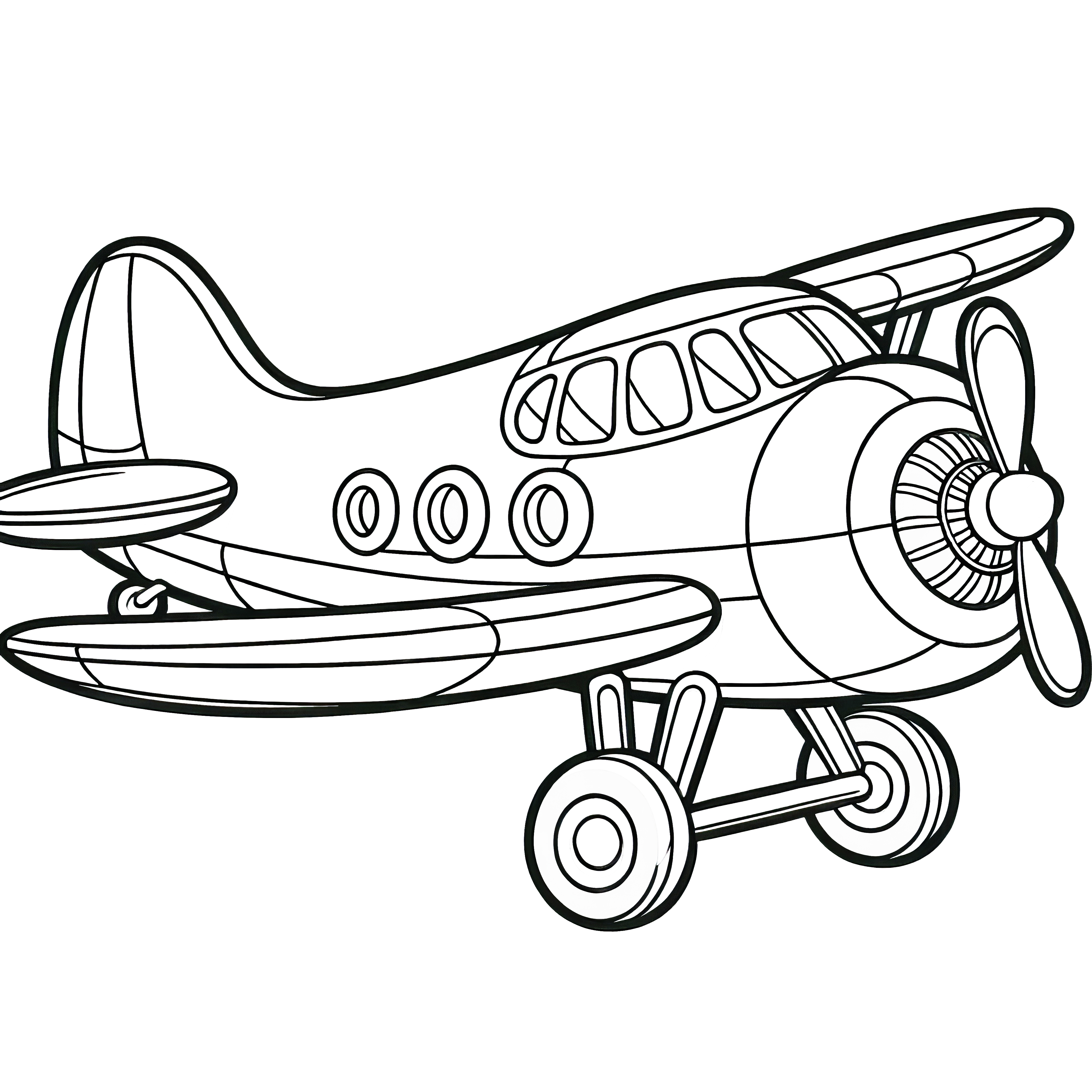 空を滑空する飛行機：無料のぬり絵