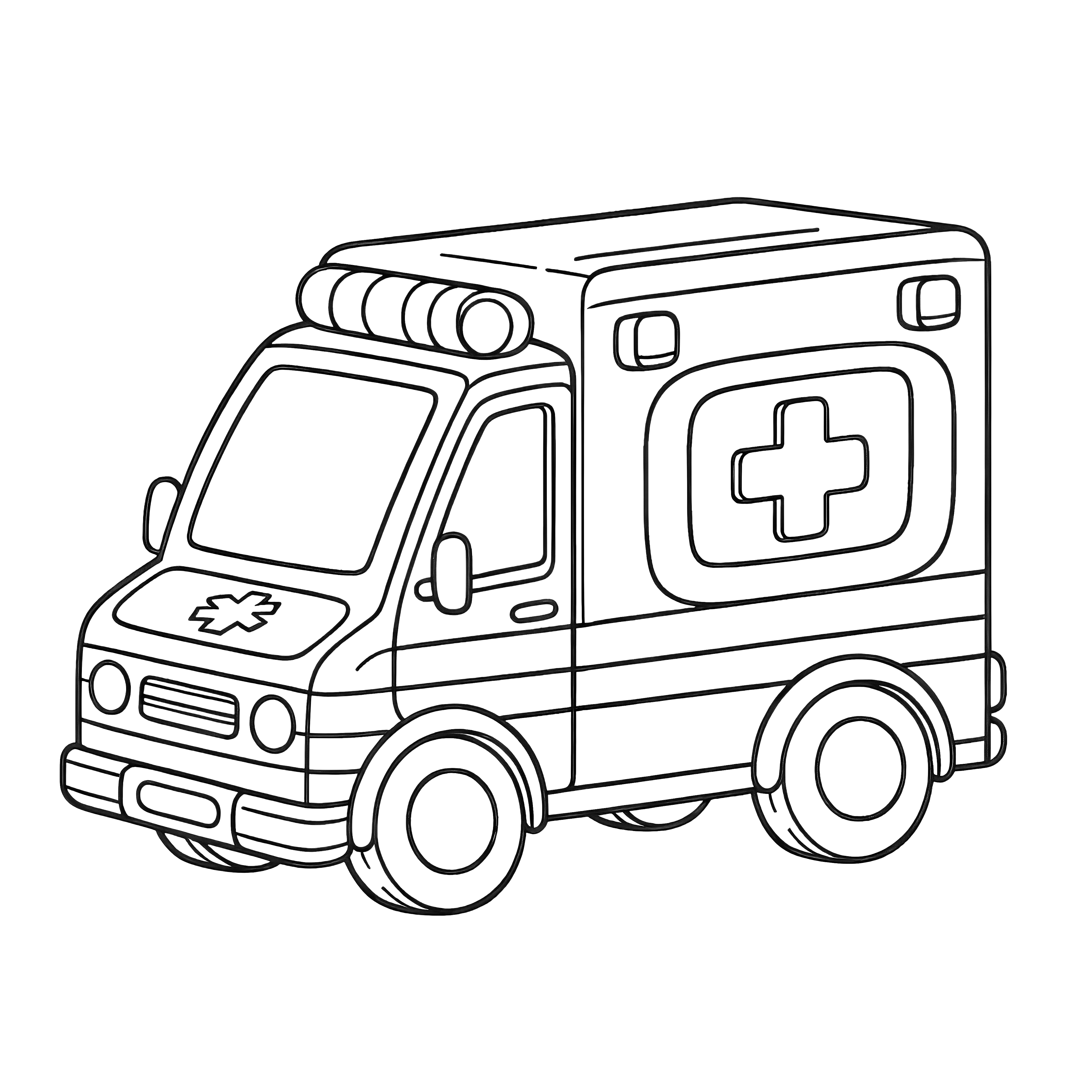 救急車：子供のためのシンプルなぬりえページ（無料）