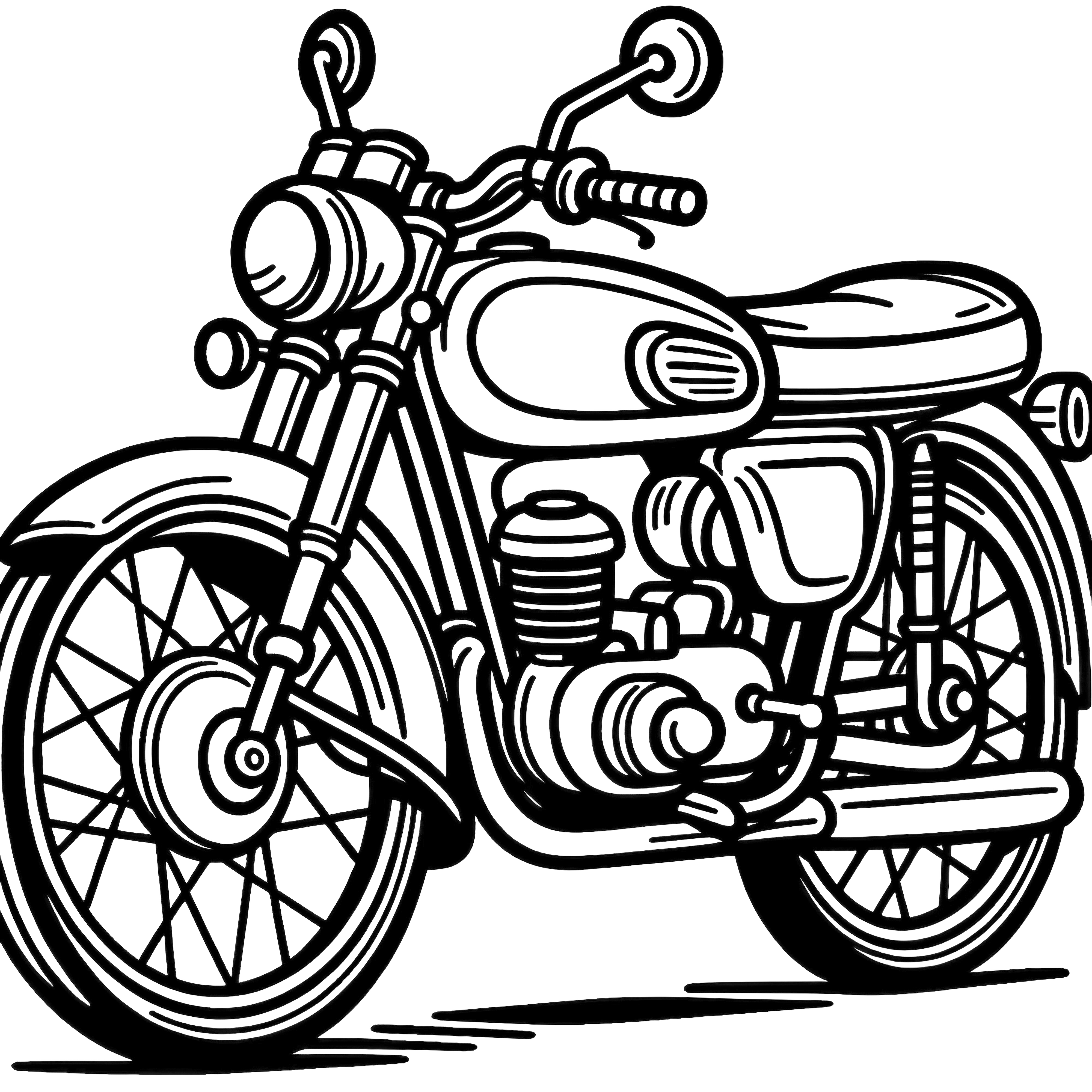 Starý motocykl: Jednoduchý omalovánkový obrázek (Zdarma)
