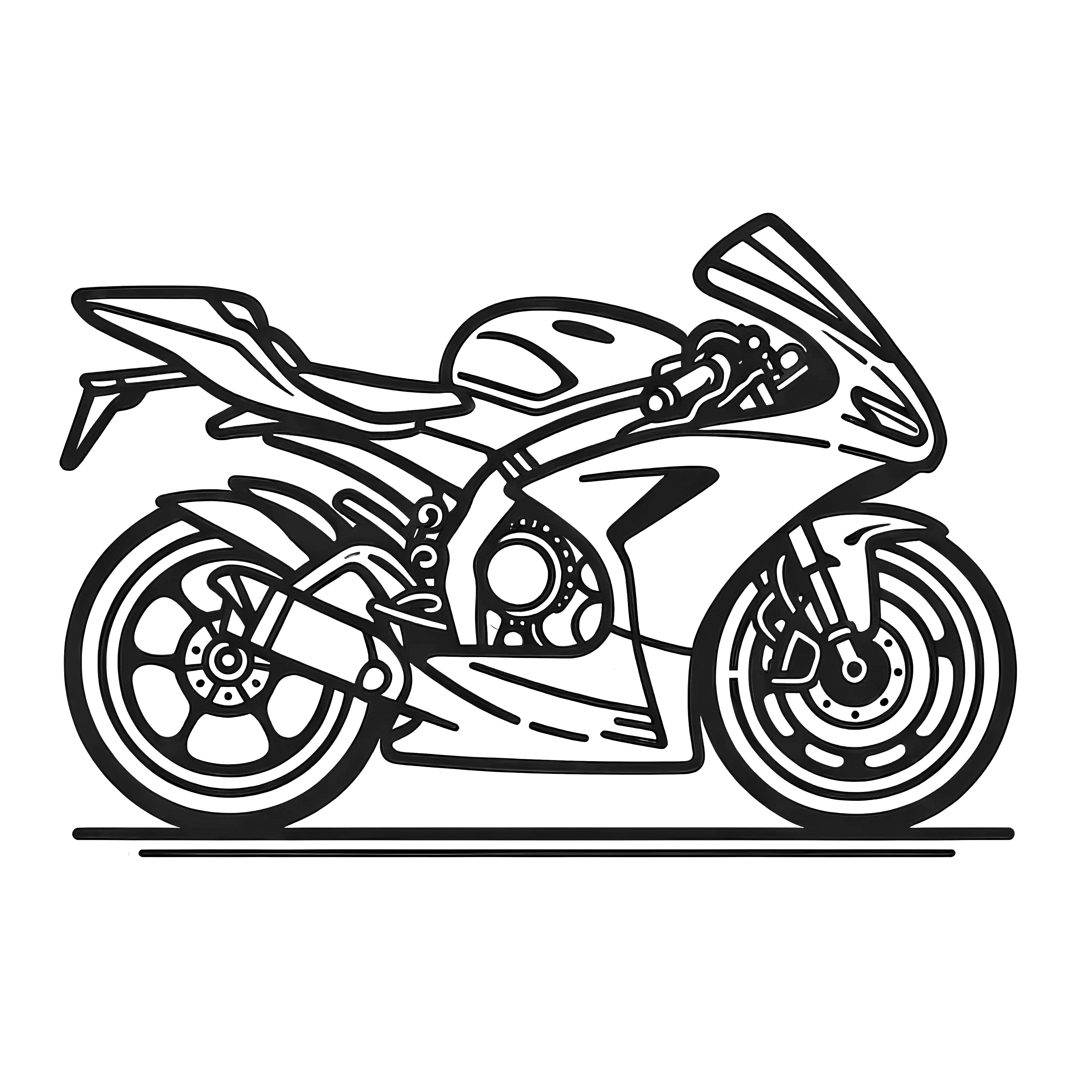 スポーティーなバイク：簡単なぬり絵ダウンロード（無料）