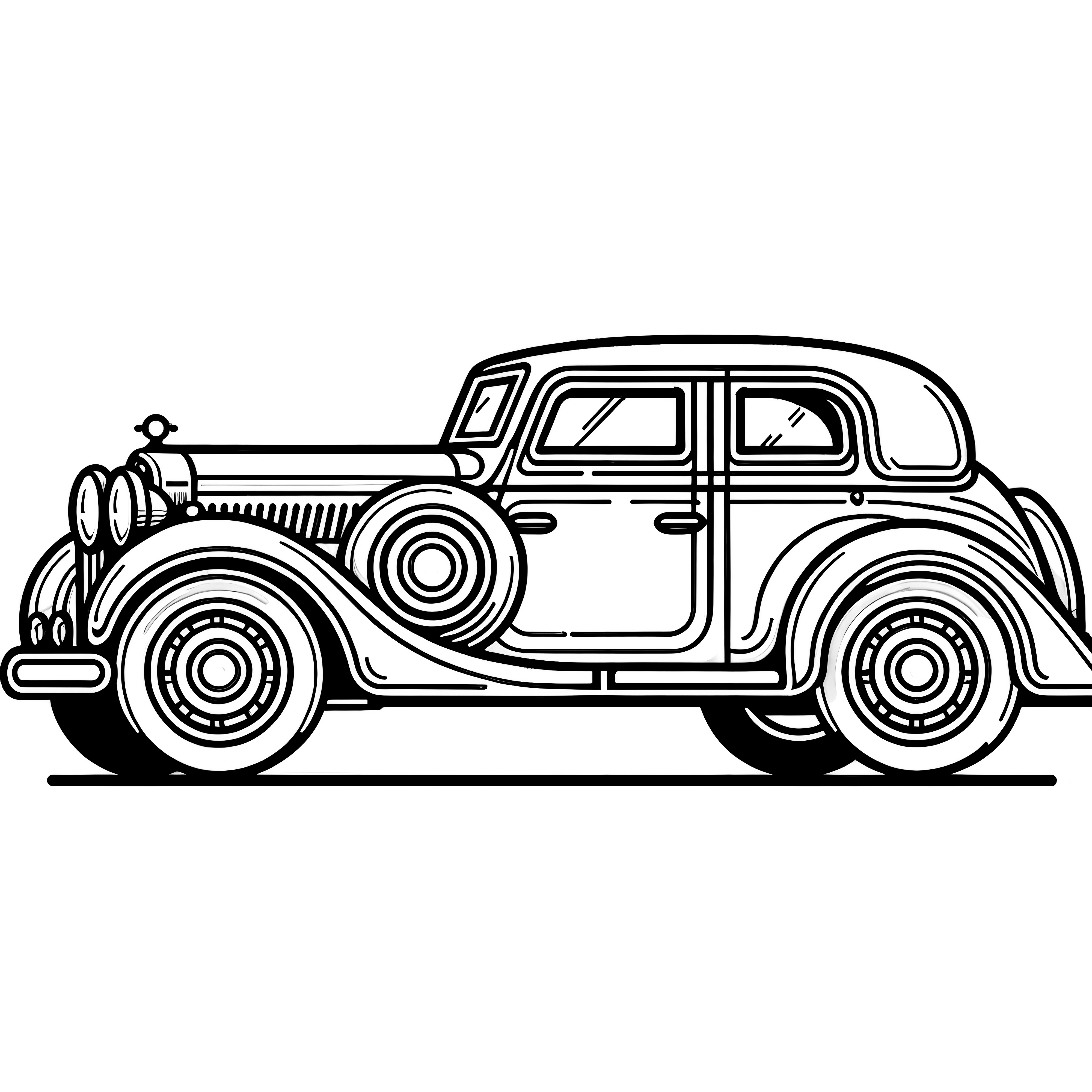 Charming vintage car: Simple coloring picture for children without background (Free)