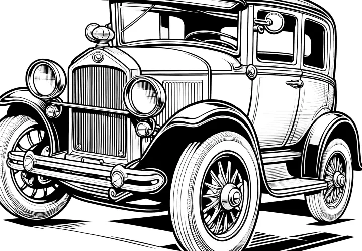 Krásné veteránské auto k vybarvení: omalovánka ke stažení (zdarma)