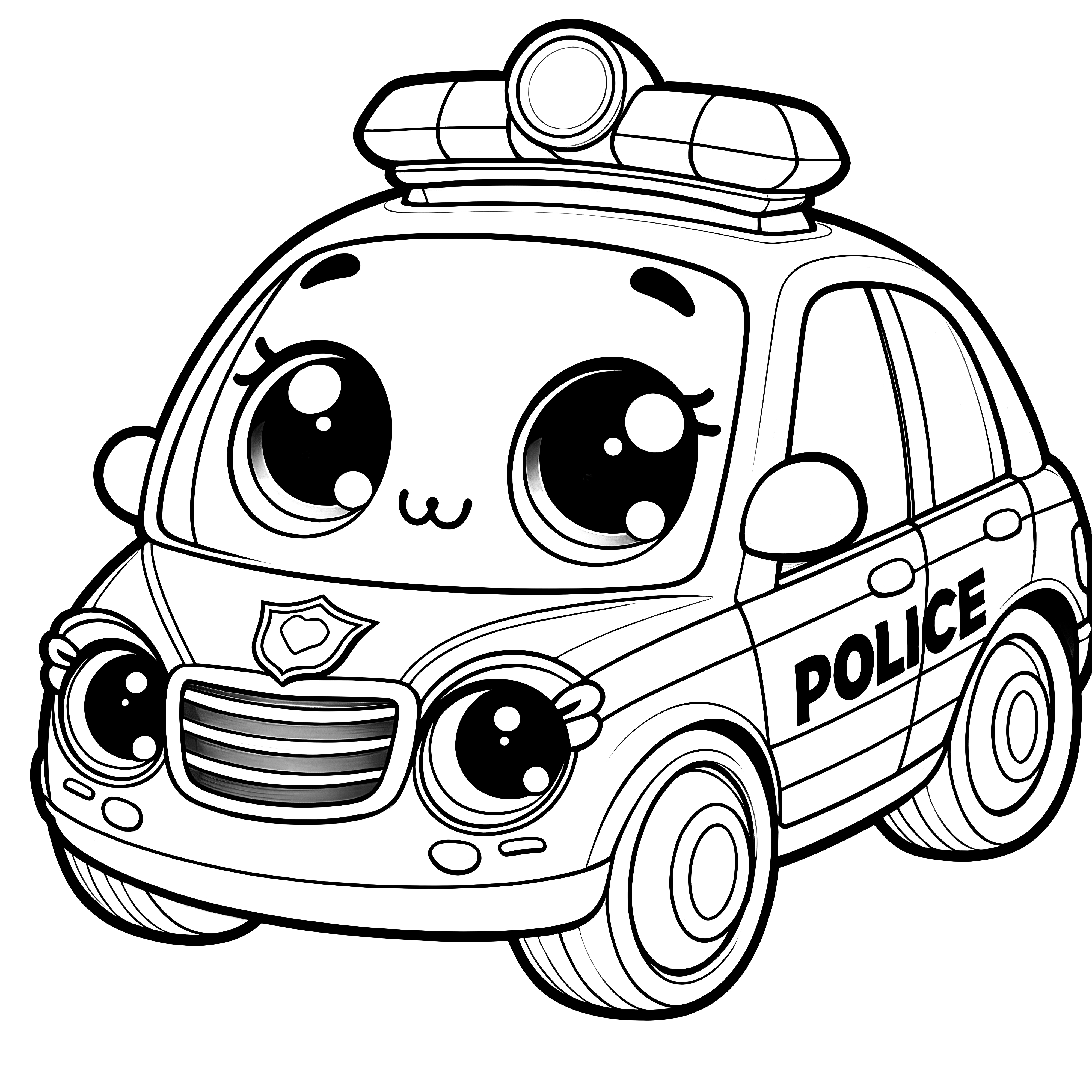 웃는 경찰차: 어린이를 위한 친근한 컬러링 그림 (무료)