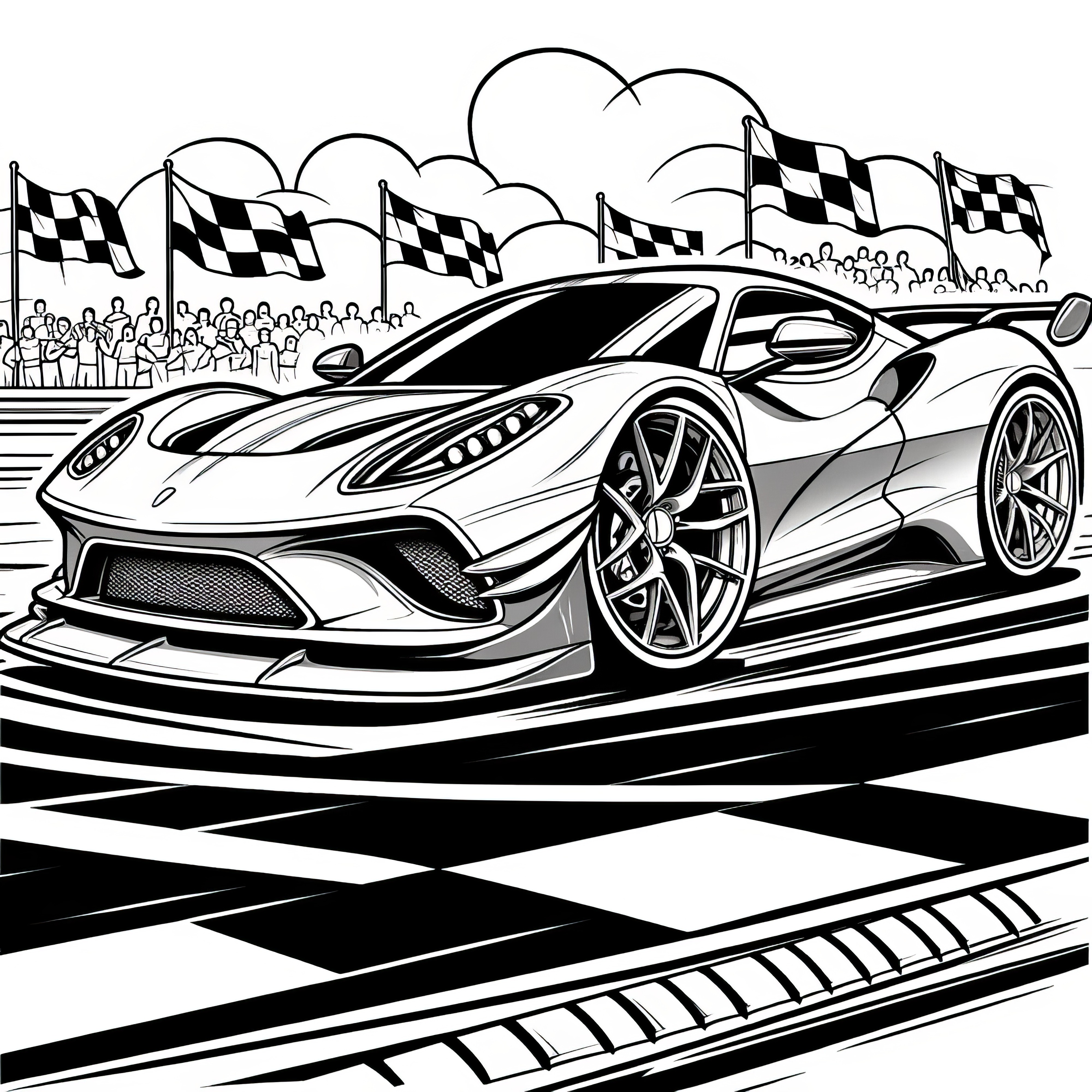 スポーティなレーシングカー: 無料でダウンロードできるぬり絵