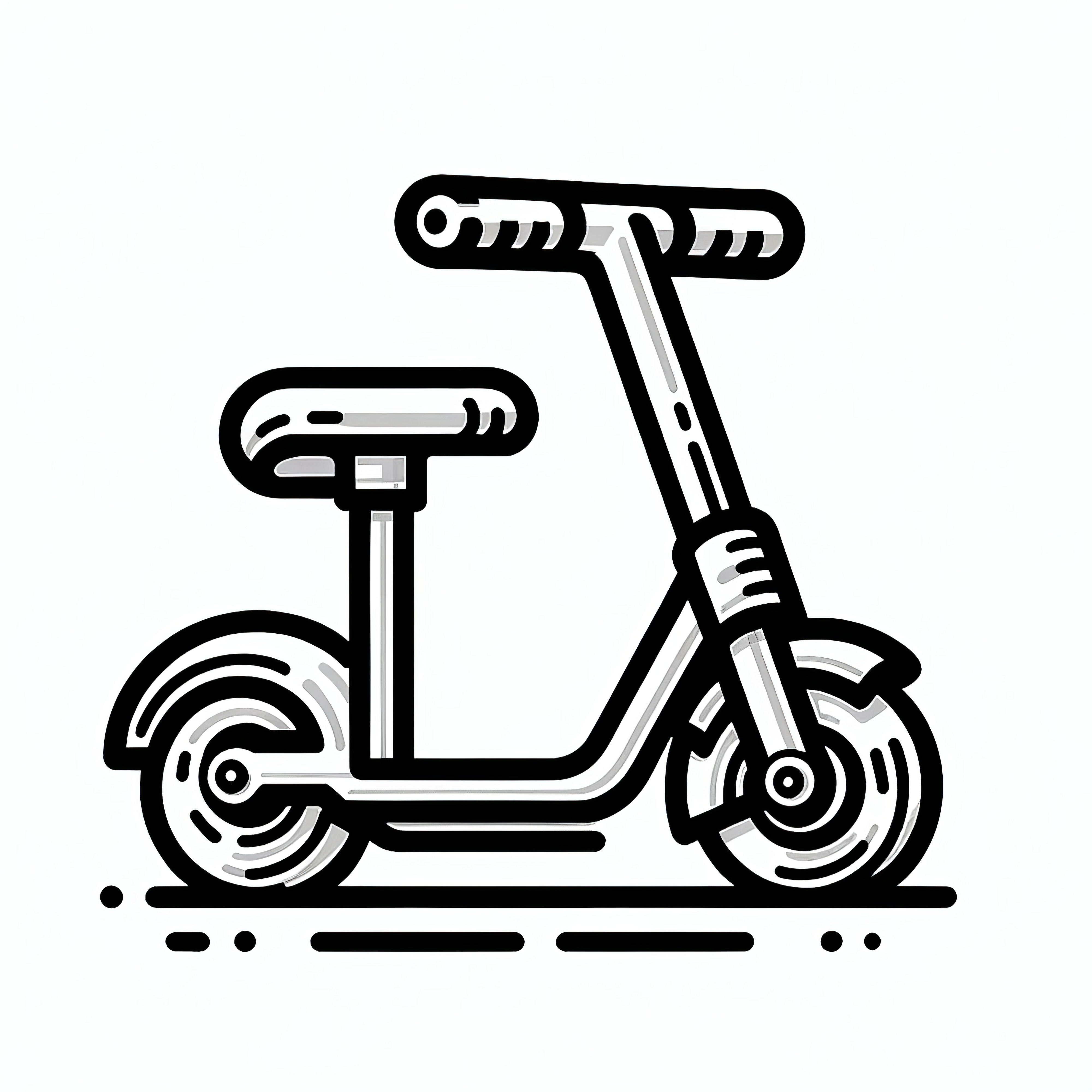 Minimalist children's scooter without background: Simple coloring page for toddlers (Free)